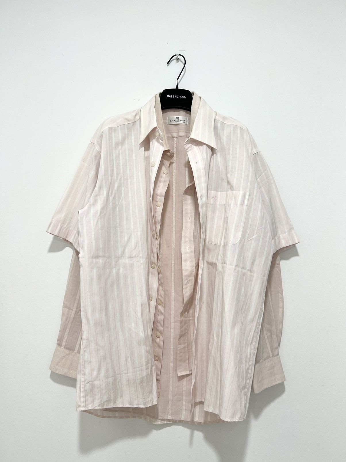 image of 1 Of 1 x Balenciaga Hybrid Double Layer Shirt in Pink, Men's (Size Medium)