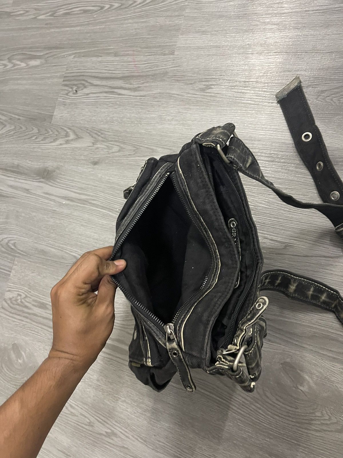 Japanese Brand Grand Stone Black Dyed Multi Compartment Utilities bag Size ONE SIZE - 17 Thumbnail
