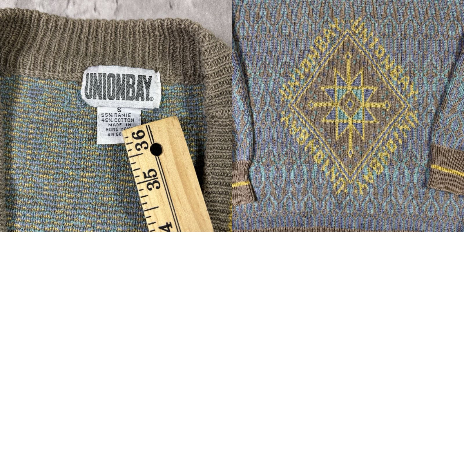Vintage VINTAGE UnionBay Cardigan Sweater Knit Striped Abstract Geometric Pattern sz S Women Size S / US 4 / IT 40 - 8 Thumbnail