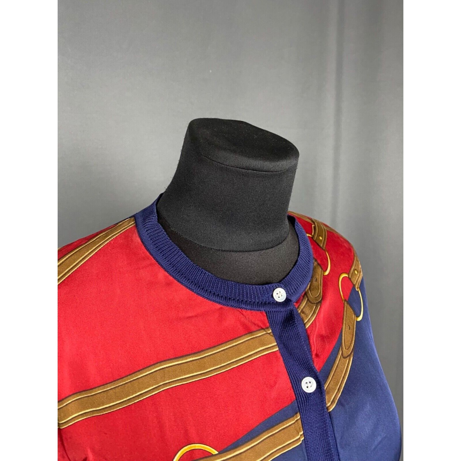 Ralph Lauren RARE! Ralph Lauren Vintage Baroque Blue Silk Cardigan Sweate Size S / US 4 / IT 40 - 6 Thumbnail