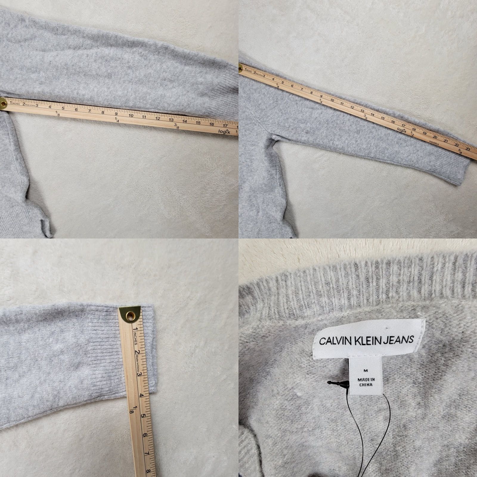 Calvin Klein VINTAGE Calvin Klein Sweater Women's M Gray Blue V-Neck Pullover Long Sleeve All Seasons Geometrical Pattern] Size M / US 6-8 / IT 42-44 - 8 Thumbnail