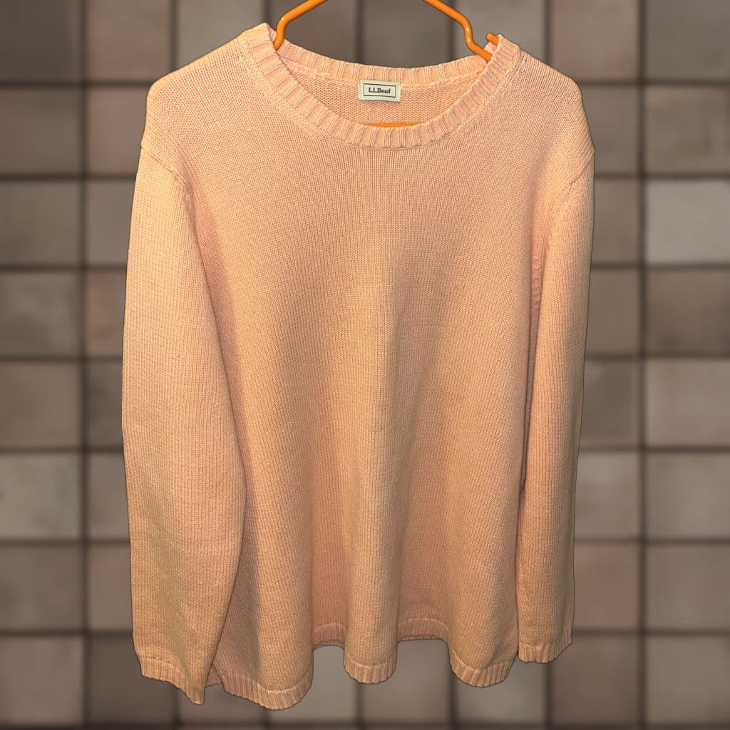 Vintage L.L. Bean Women's Sweater Crewneck Pullover Large Fall Winter Spring Orange Cotton Casual Size L / US 10 / IT 46 - 1 Thumbnail