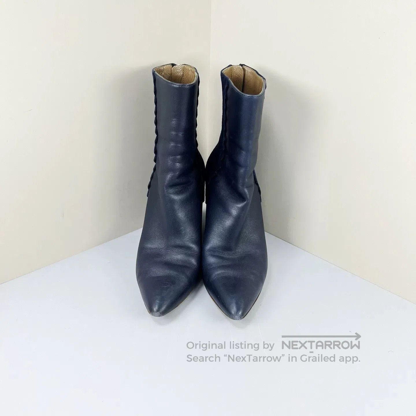 Hermes Hermes Dark Blue Sheepskin Ankle Boots. Size US 5 / IT 35 - 2 Thumbnail