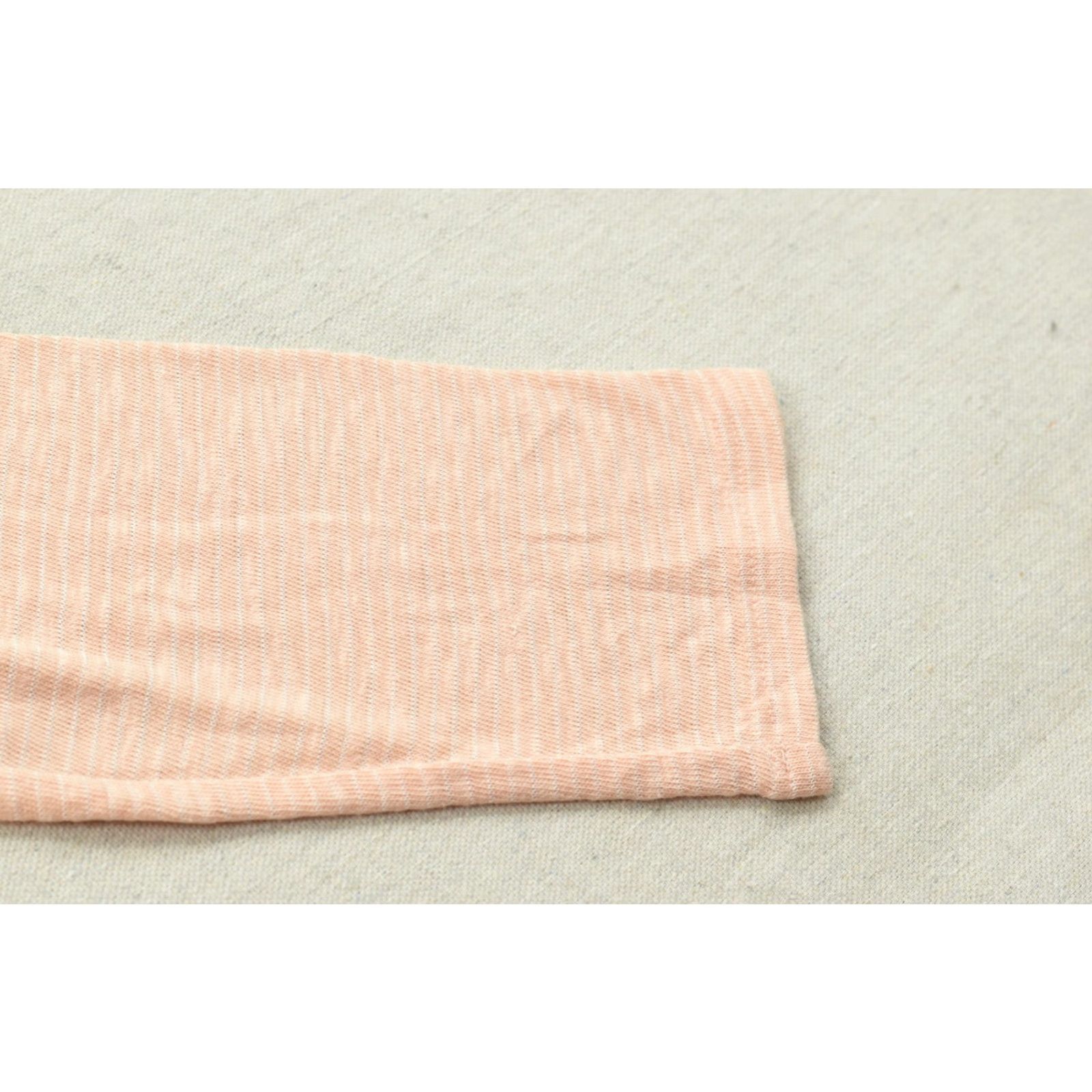 Loft LOFT Women's M Peach Striped Long Sleeve V-Neck Button Down Tie Front Top Blouse Shirt Womens Regular Pink Size M / US 6-8 / IT 42-44 - 7 Thumbnail