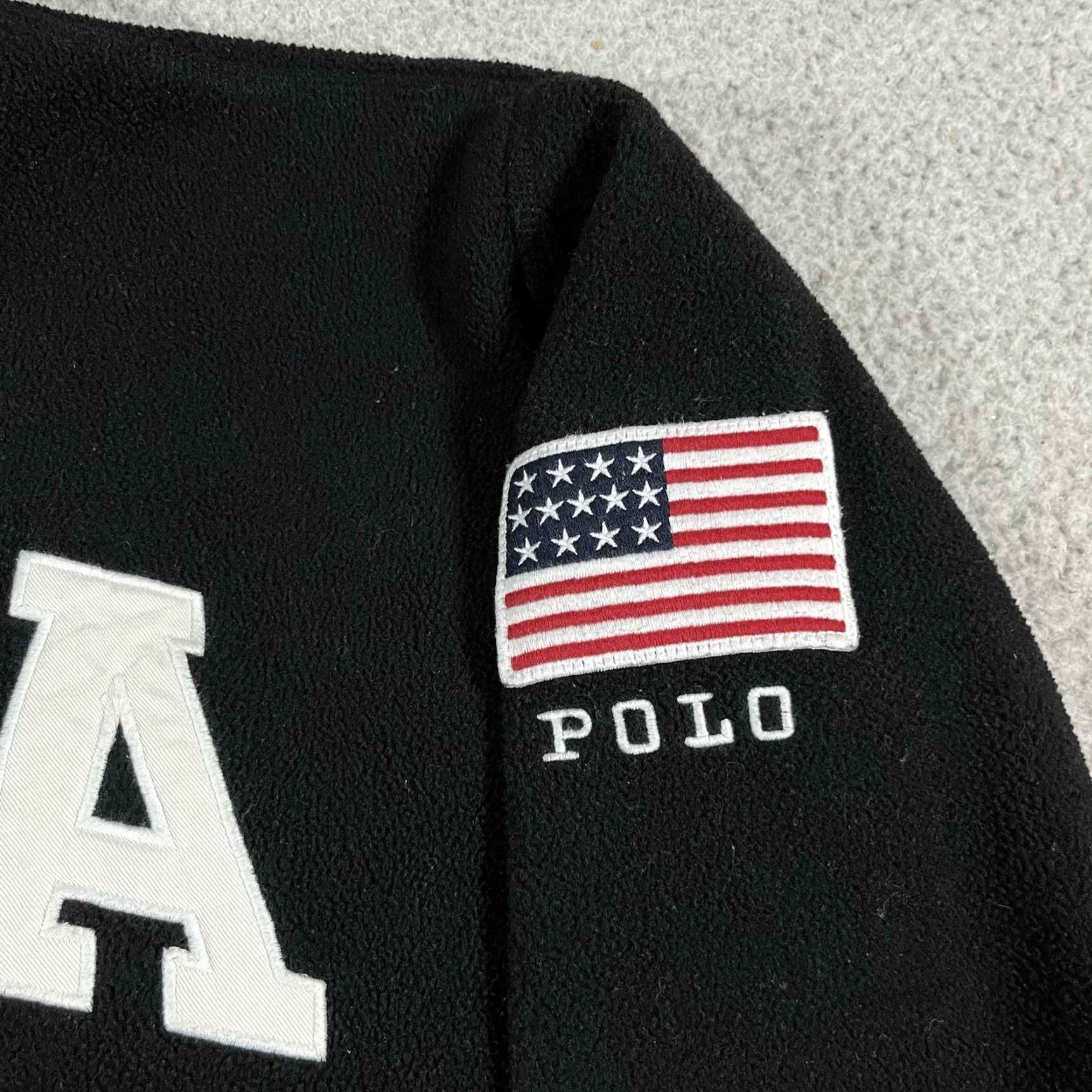Polo Ralph Lauren VINTAGE Polo Ralph Lauren Hoodie Mens S Black Fleece USA Flag Stadium Pullover Size US S / EU 44-46 / 1 - 3 Thumbnail