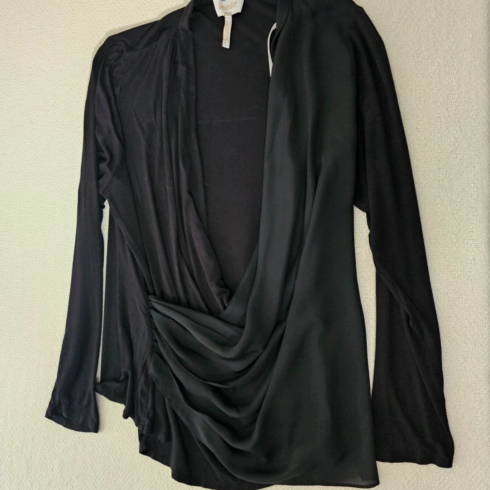 Vintage Laundry by Shelli Segal Blouse Long Sleeve V-Neck Black M Women's Stretch Polyester Spandex Vintage No Size M / US 6-8 / IT 42-44 - 6 Thumbnail