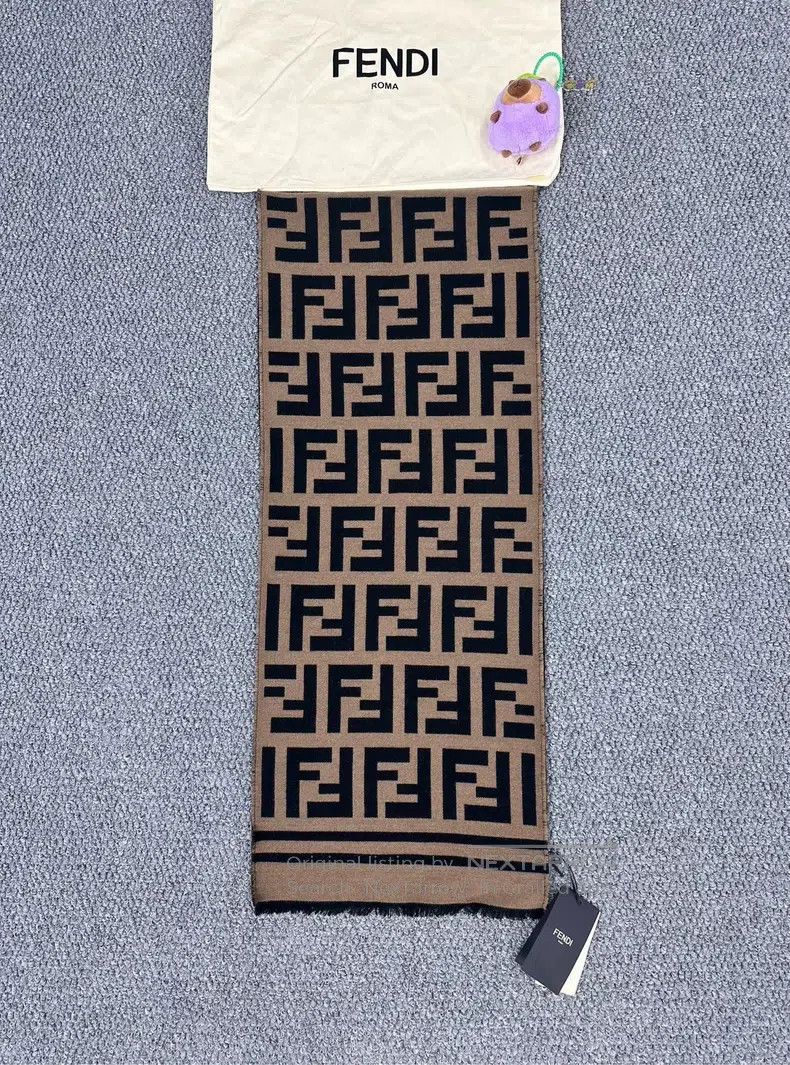 Fendi Fendi size 180*35 cm Classic brown full-printed floral logo Size ONE SIZE - 2 Thumbnail
