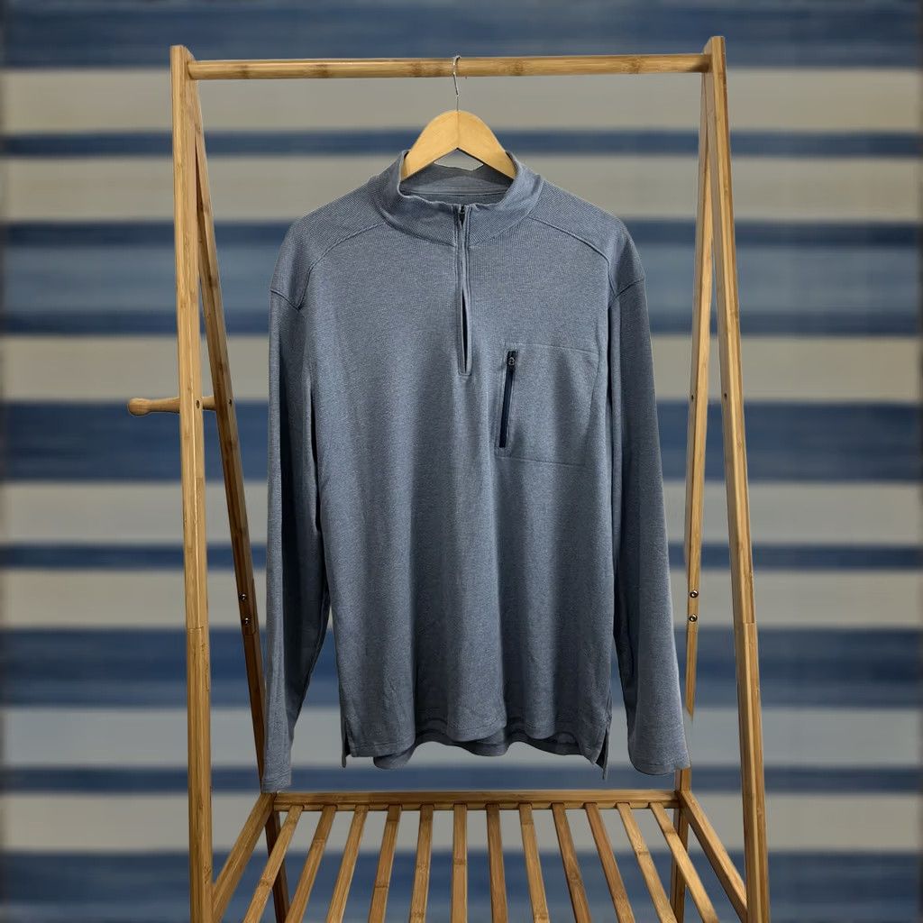 Vintage 01. Algo Performance 1/4 Zip Sweater Mens XL Waffle Knit Blue Light Sweater Size US XL / EU 56 / 4 - 1 Thumbnail