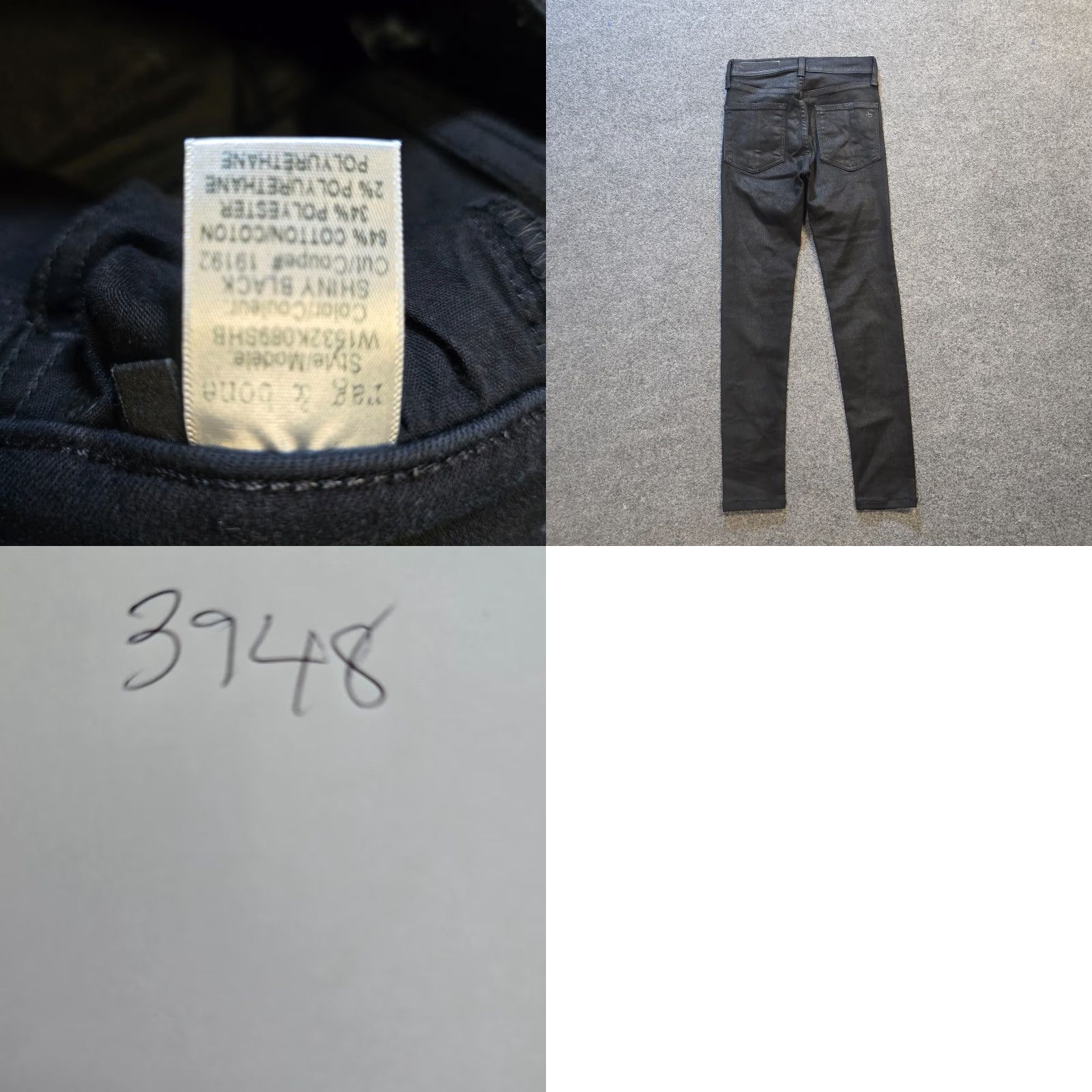 Rag & Bone Rag & Bone Jeans Womens Size 24 Black Waxed Coated Skinny Stretch Casual Basic Denim 5-Pocket Womens Jeans Slim, Regular Rise 27in Inseam Vintage: No Size 42" / US 20 - 8 Thumbnail