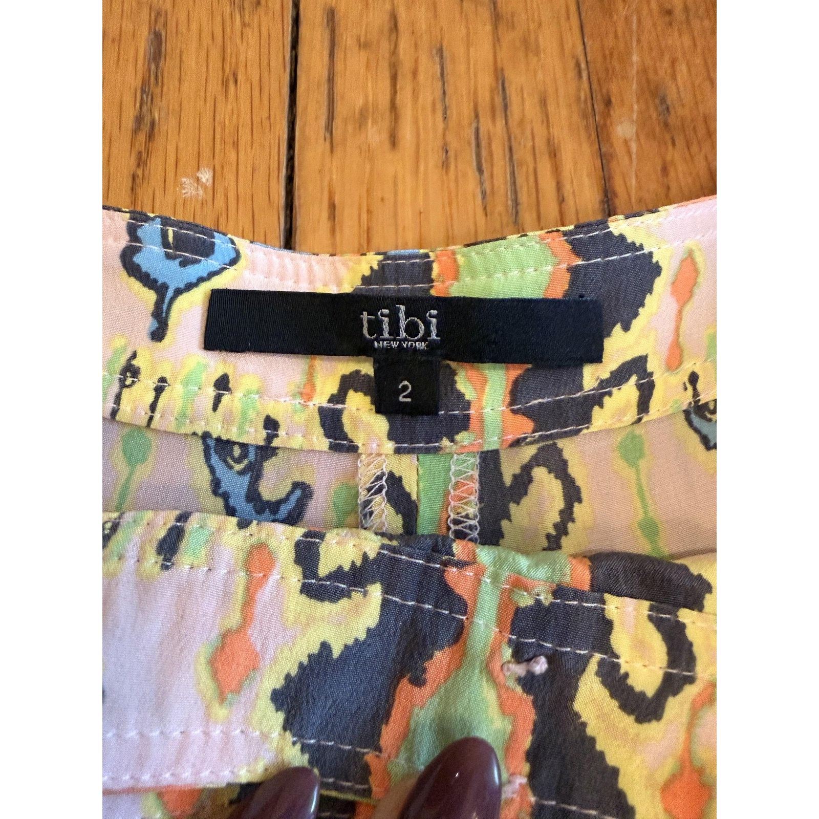 Tibi Tibi Shorts Womens 2 Multicolor Silk Wrap Pleated Geometric Size 26" / US 2 / IT 38 - 5 Thumbnail