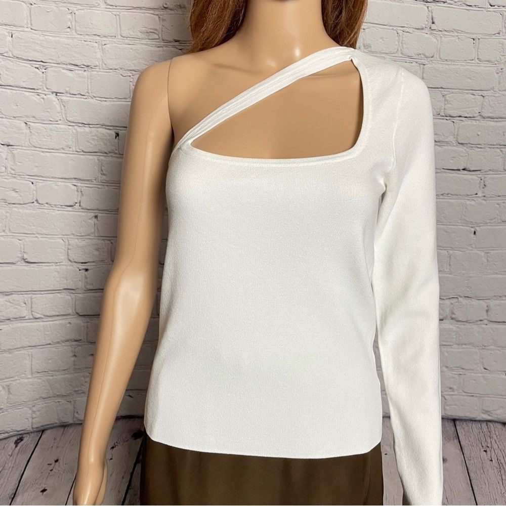 525 America NWT New 525 America One Sleeve White Knit Top Size M Size M / US 6-8 / IT 42-44 - 2 Thumbnail