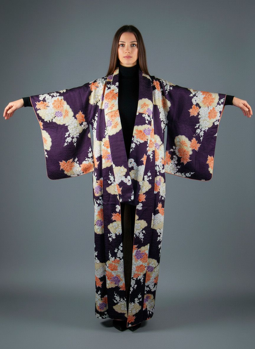 Edition Japan Traditional Japanese Kimono Kurotomesode Vintage Size L / US 10 / IT 46 - 2 Thumbnail