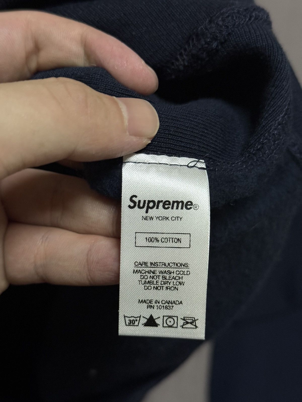 Supreme Supreme trademark hooded sweatershirt navy hoodie Size US L / EU 52-54 / 3 - 6 Thumbnail