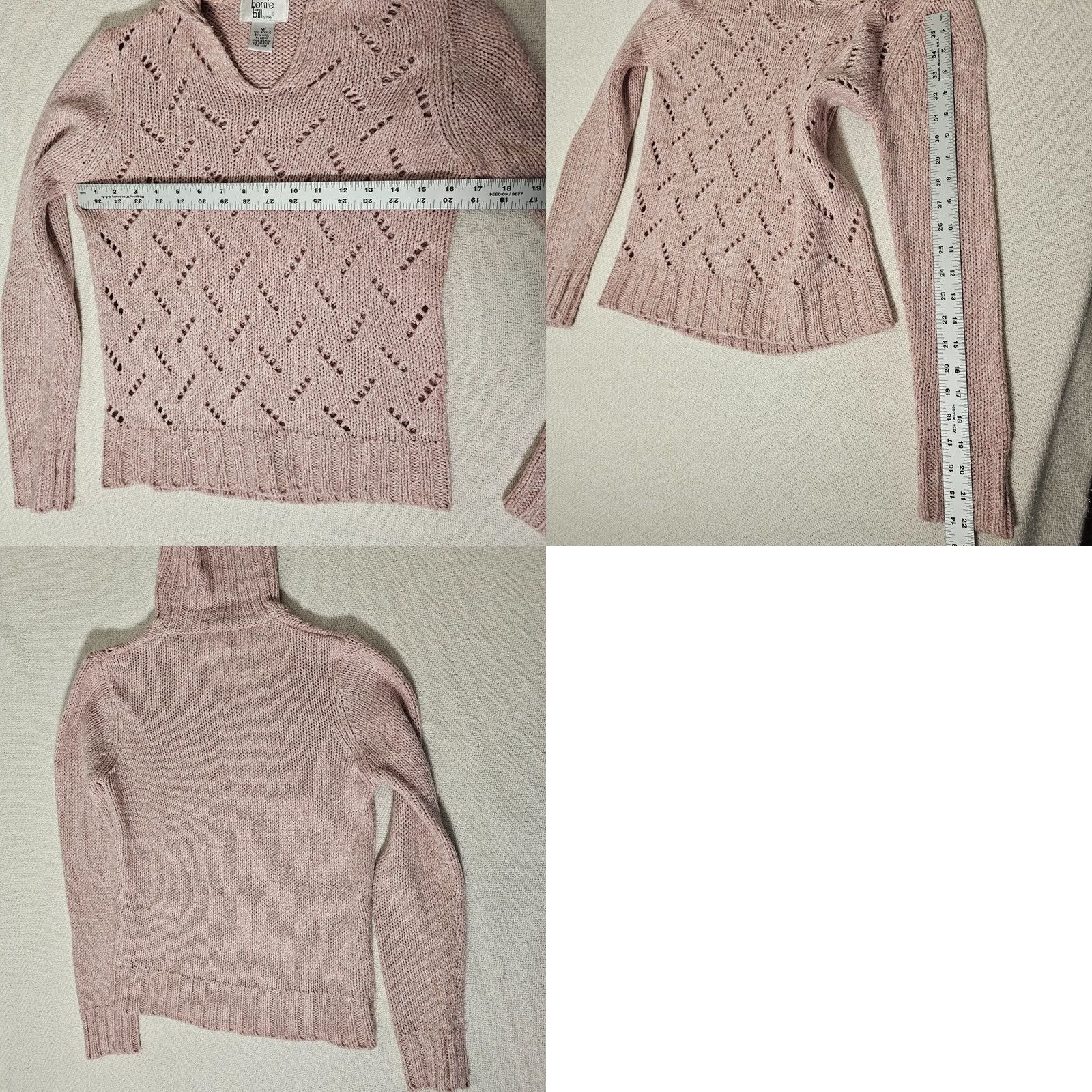 Vintage VINTAGE Bonnie and Bill Sweater Shirt Knit Open-V Neck Pink Wool Blend M Womens Size M / US 6-8 / IT 42-44 - 8 Thumbnail