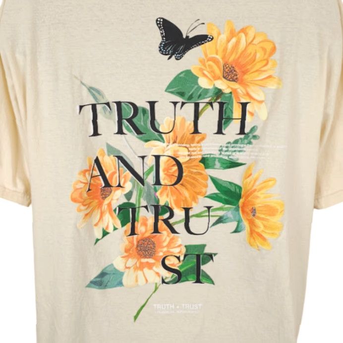 Vintage Truth And Trust Sunflowers T Shirt Mens 2XL Yellow Butterfly Nature Crew Neck Short Sleeve Shirt Mens Size US XXL / EU 58 / 5 - 2 Thumbnail