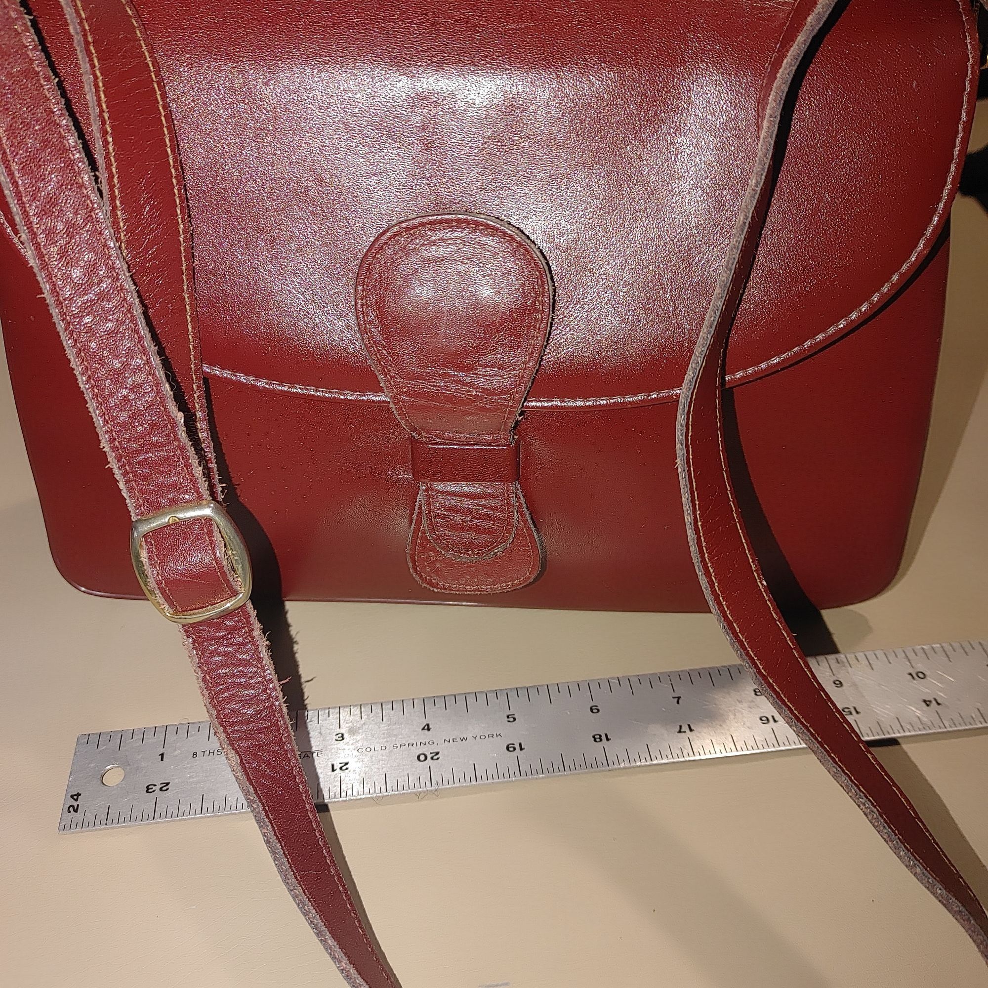 Other Etra Burgundy Leather Shoulder Bag Vintage Flap Closure Adju Size ONE SIZE - 9 Thumbnail