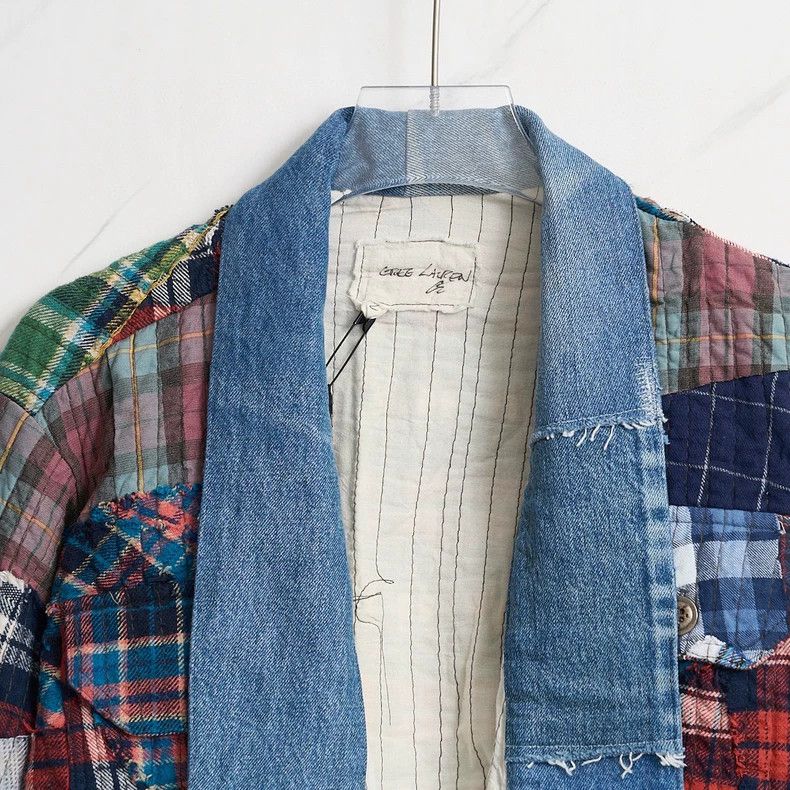 Greg Lauren greg lauren Men's plaid patchwork cardigan shirt 2506-Nexta Size US M / EU 48-50 / 2 - 2 Thumbnail