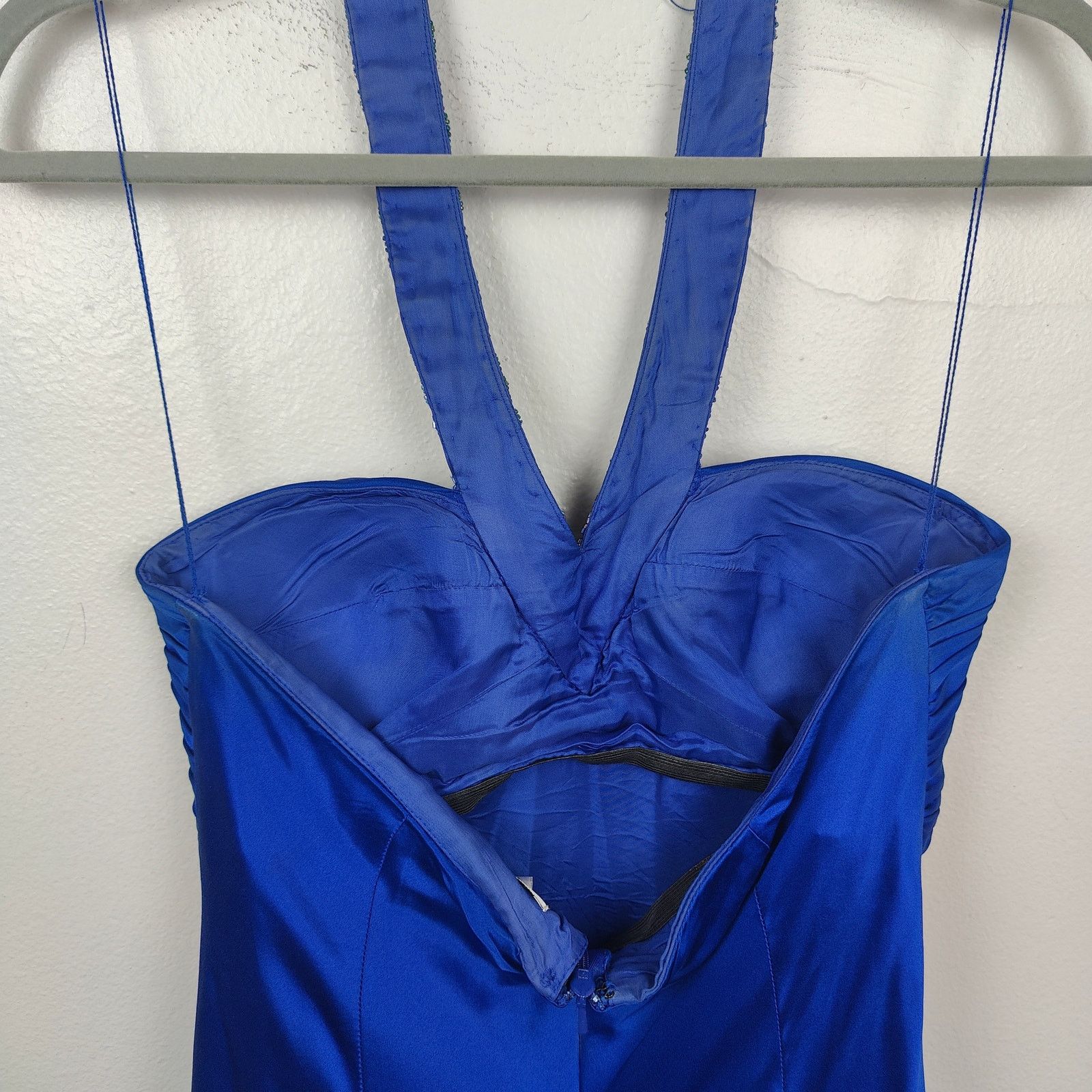 Other Vintage Y2K Cache Maxi Dress Womens 6 Peacock Blue Halter Size M / US 6-8 / IT 42-44 - 4 Thumbnail