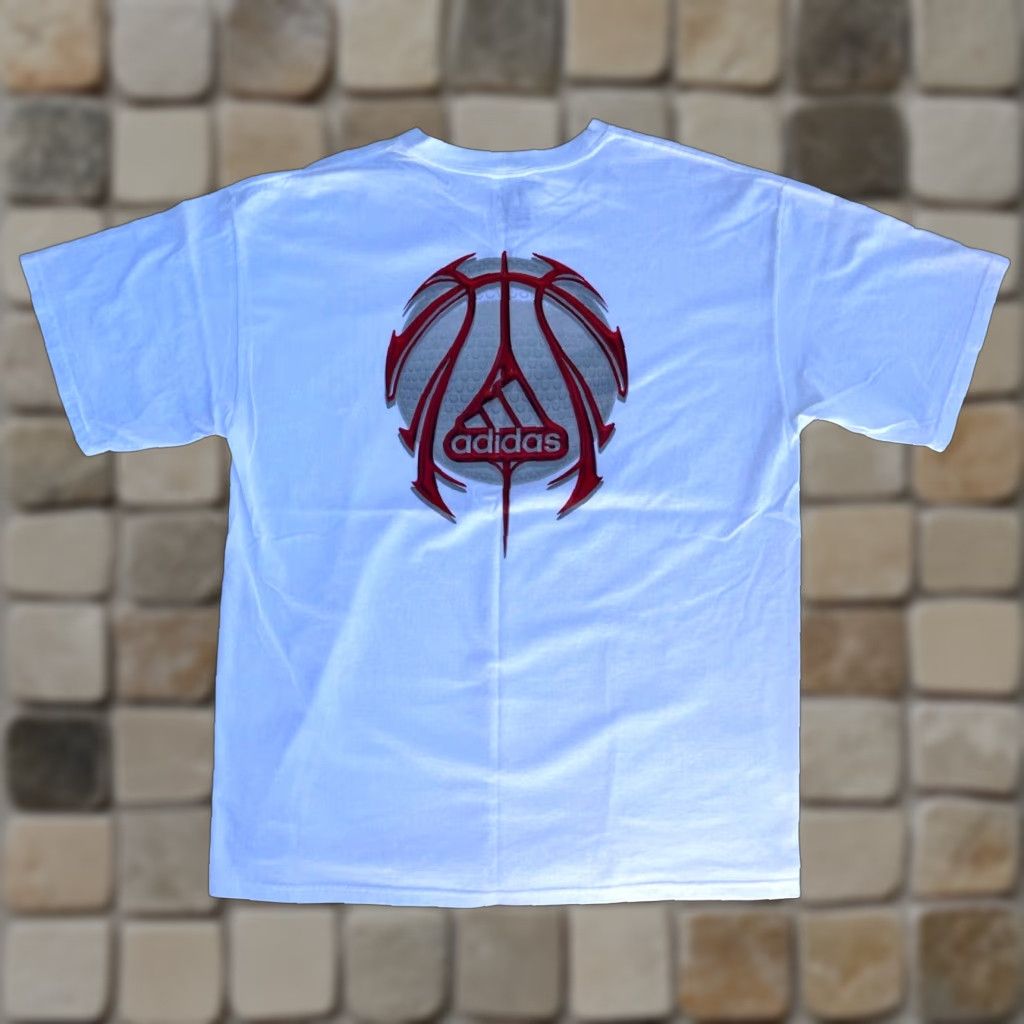Adidas VINTAGE Adidas Basketball T-Shirt Mens Size L White Double-Sided 2004 Vintage Sports Crew Neck Short Sleeve Cotton Shirt Size US L / EU 52-54 / 3 - 1 Thumbnail