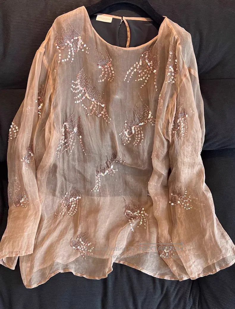 Dries Van Noten Dries Van Noten SIZE:36 Beaded Shiny Top Size S / US 4 / IT 40 - 1 Thumbnail