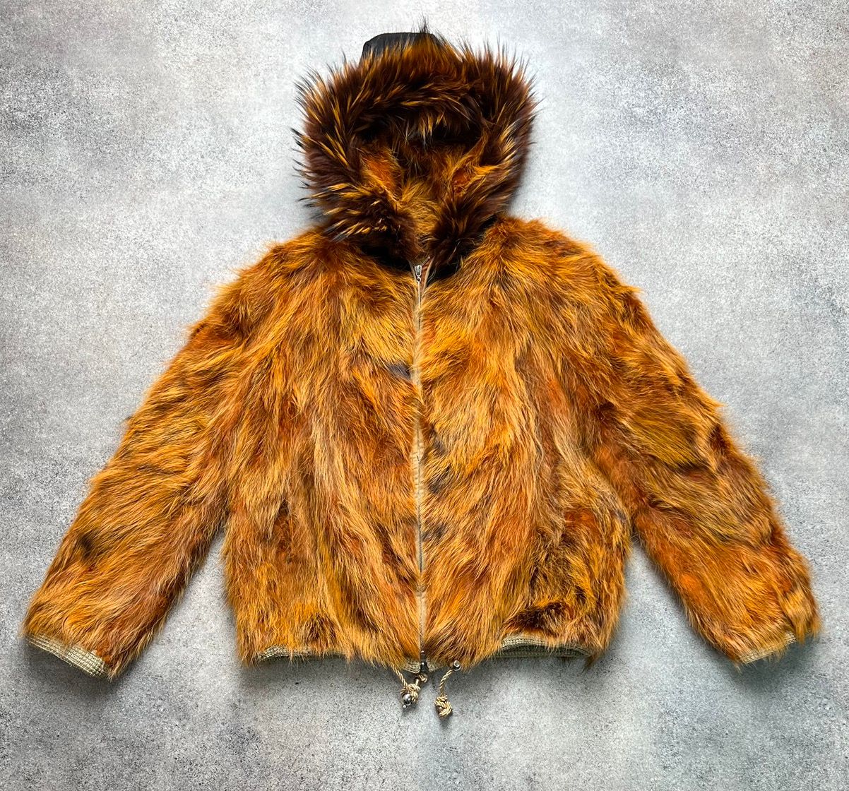 Pre-owned 20471120 X If Six Was Nine Vintage Japanese Crazy Fur Cropped Hooded Jacket In Orange