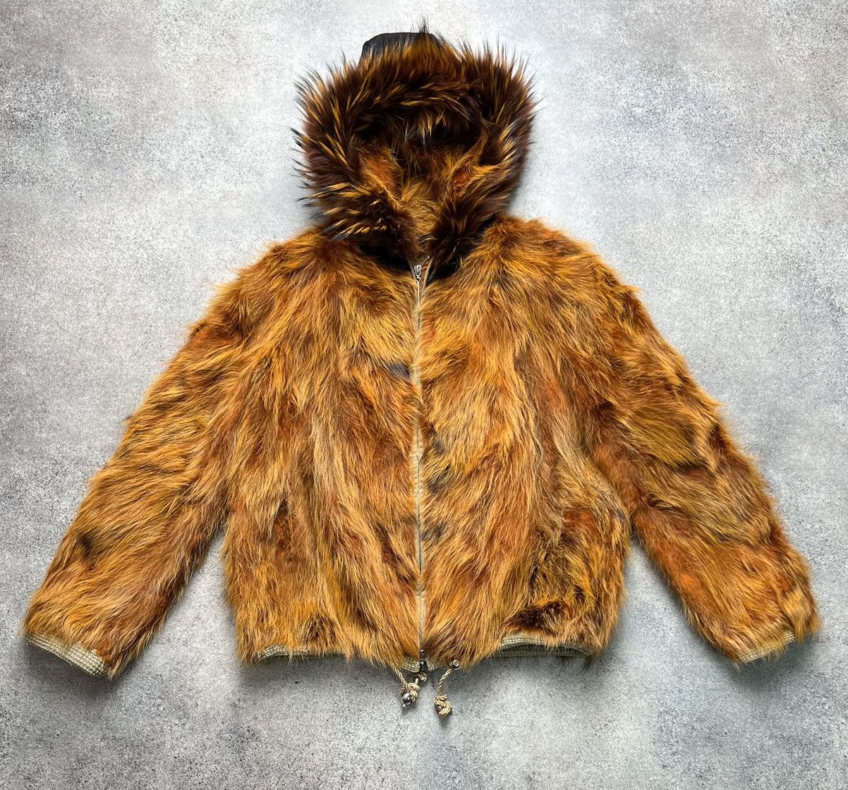 image of 20471120 x If Six Was Nine Vintage Japanese Crazy Fur Cropped Hooded Jacket in Orange (Size Small)