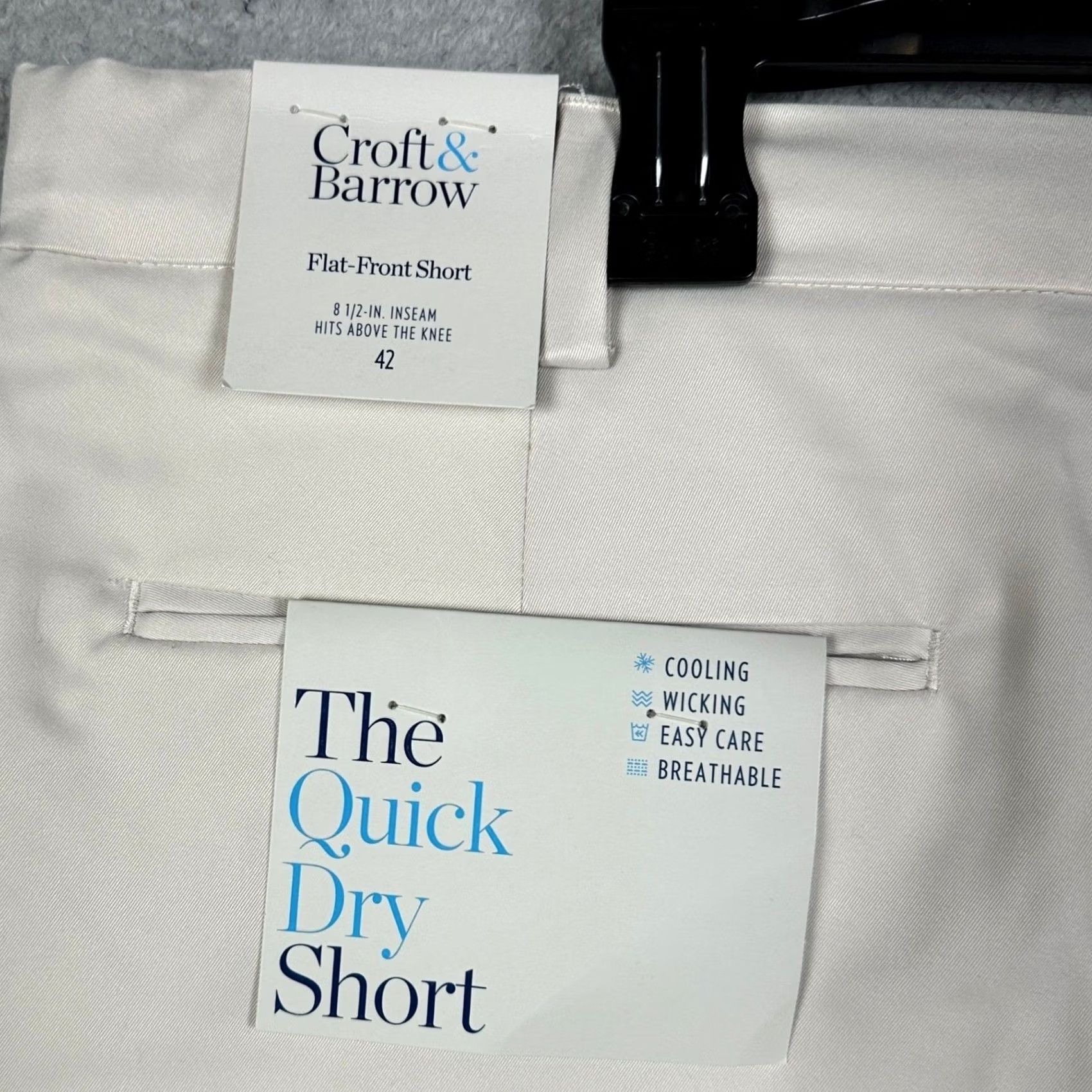 Croft & Barrow Croft & Barrow Shorts Men 42x8.5 Beige Flat Front Chino Casual Outdoor Vintage: No Size US 42 / EU 58 - 4 Thumbnail