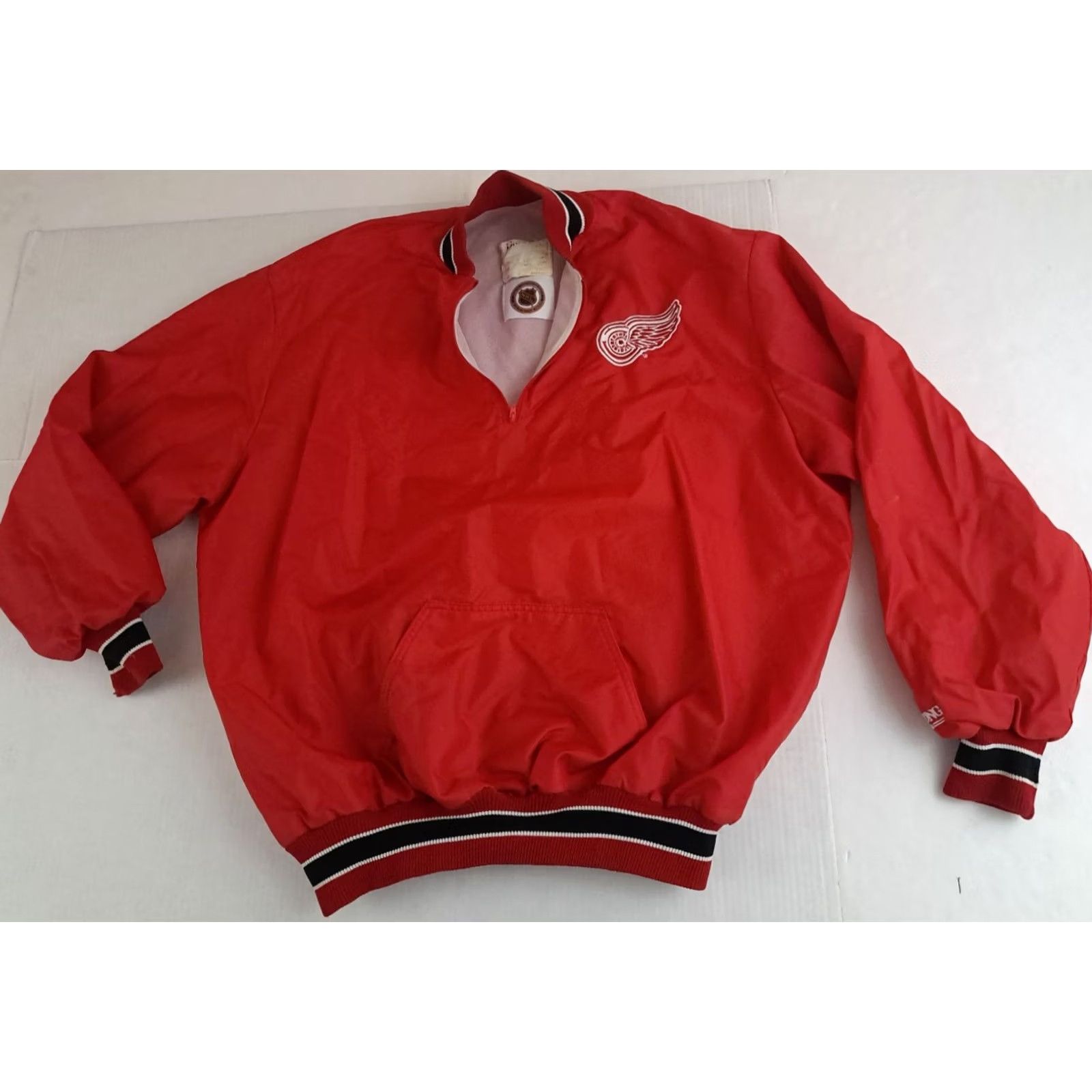 Red Wing VINTAGE DeLong Detroit Red Wings 1/4 Zip Pullover Bomber Jacket L Size US L / EU 52-54 / 3 - 5 Thumbnail