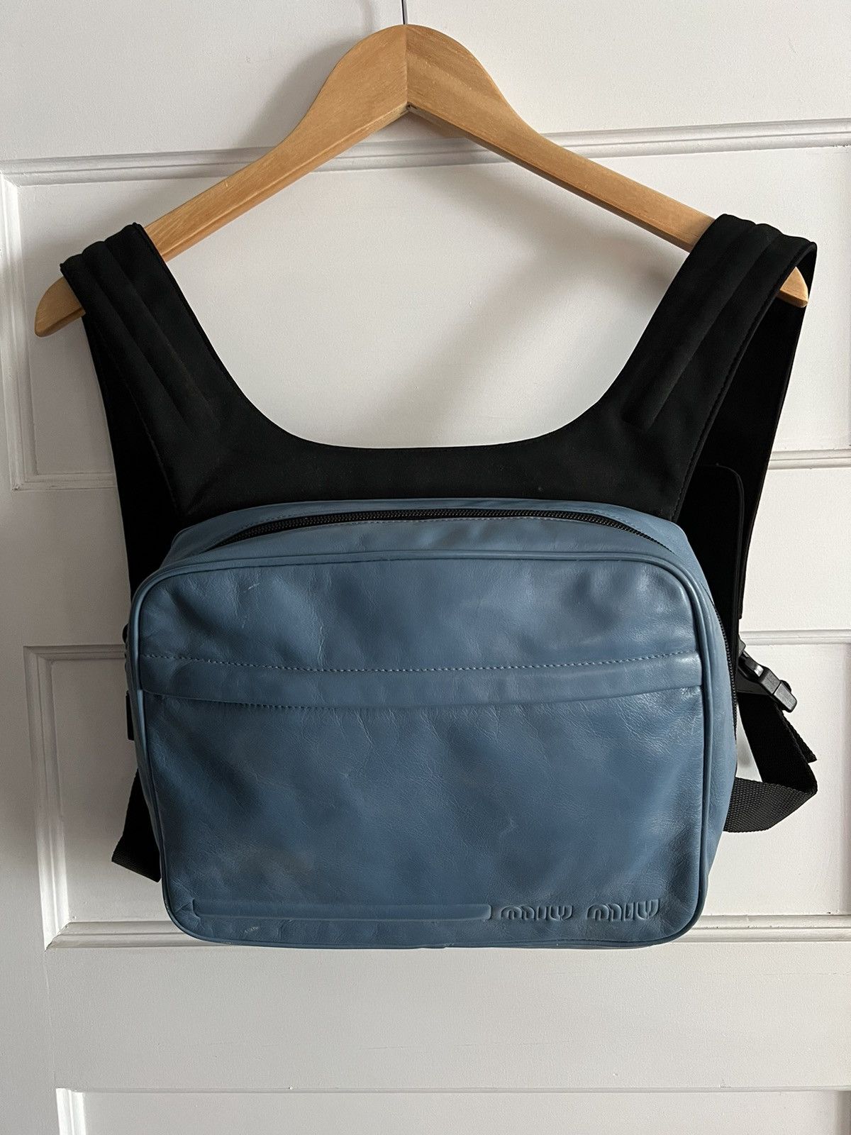 Miu Miu × Prada Miu Miu 1999 crossbody harness bag blue leather Size ONE SIZE - 1 Thumbnail