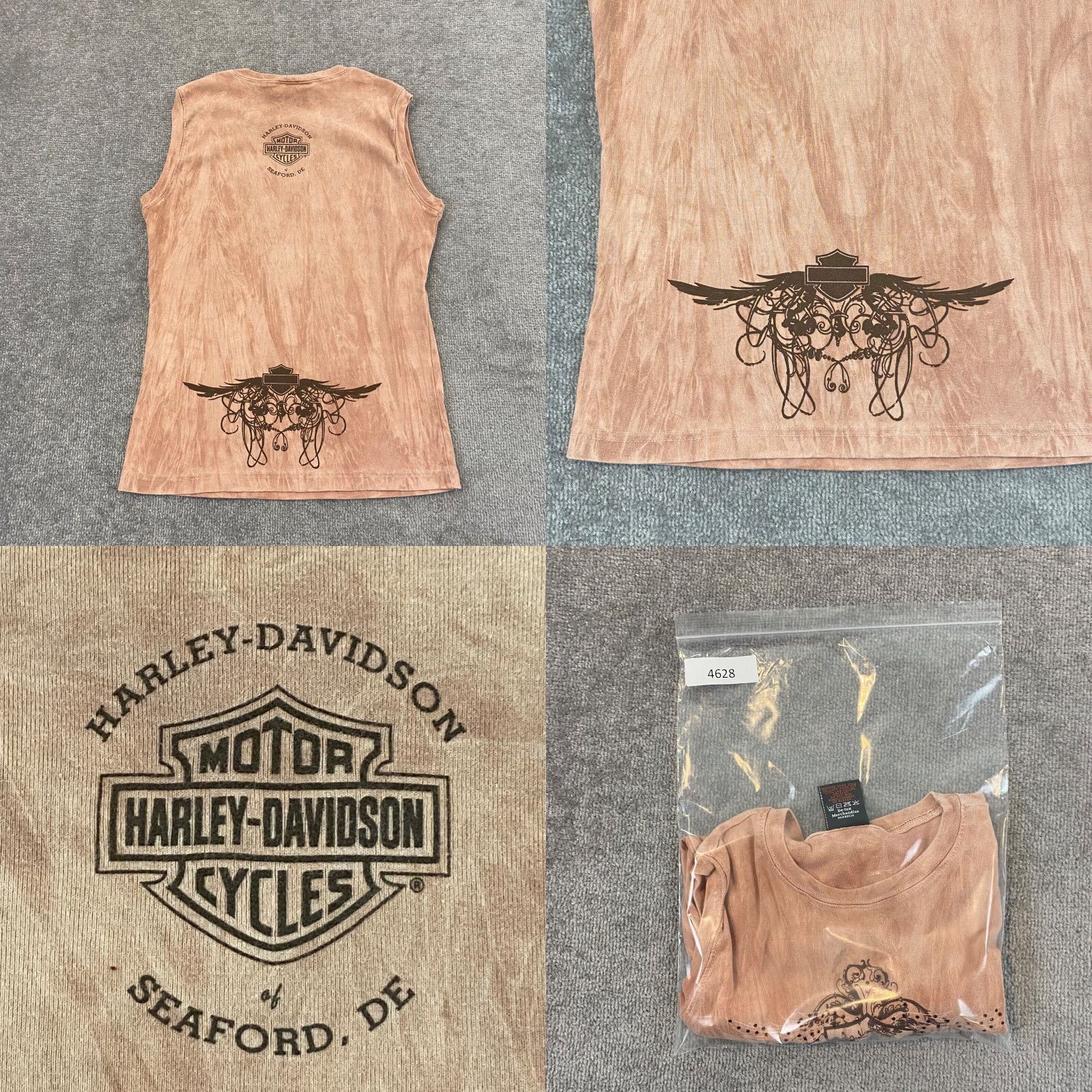 Harley Davidson Harley-Davidson Shirt Womens Medium Orange Rhinestone Tank Top Y2K California Biker Motorcycle Classic Girlie Womens Size M / US 6-8 / IT 42-44 - 8 Thumbnail