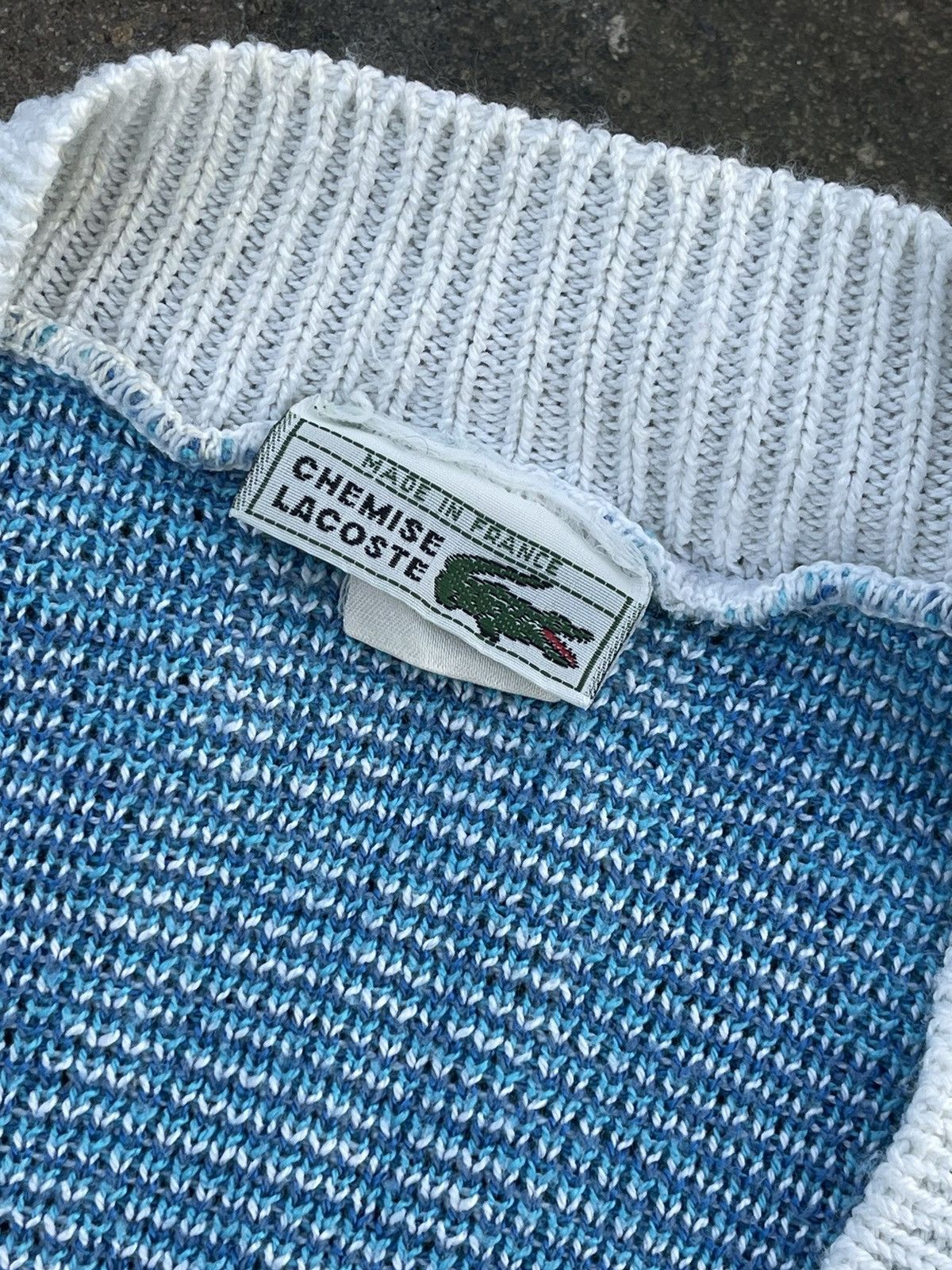 80’s Lacoste vintage v-neck coogi style knit sweater blue