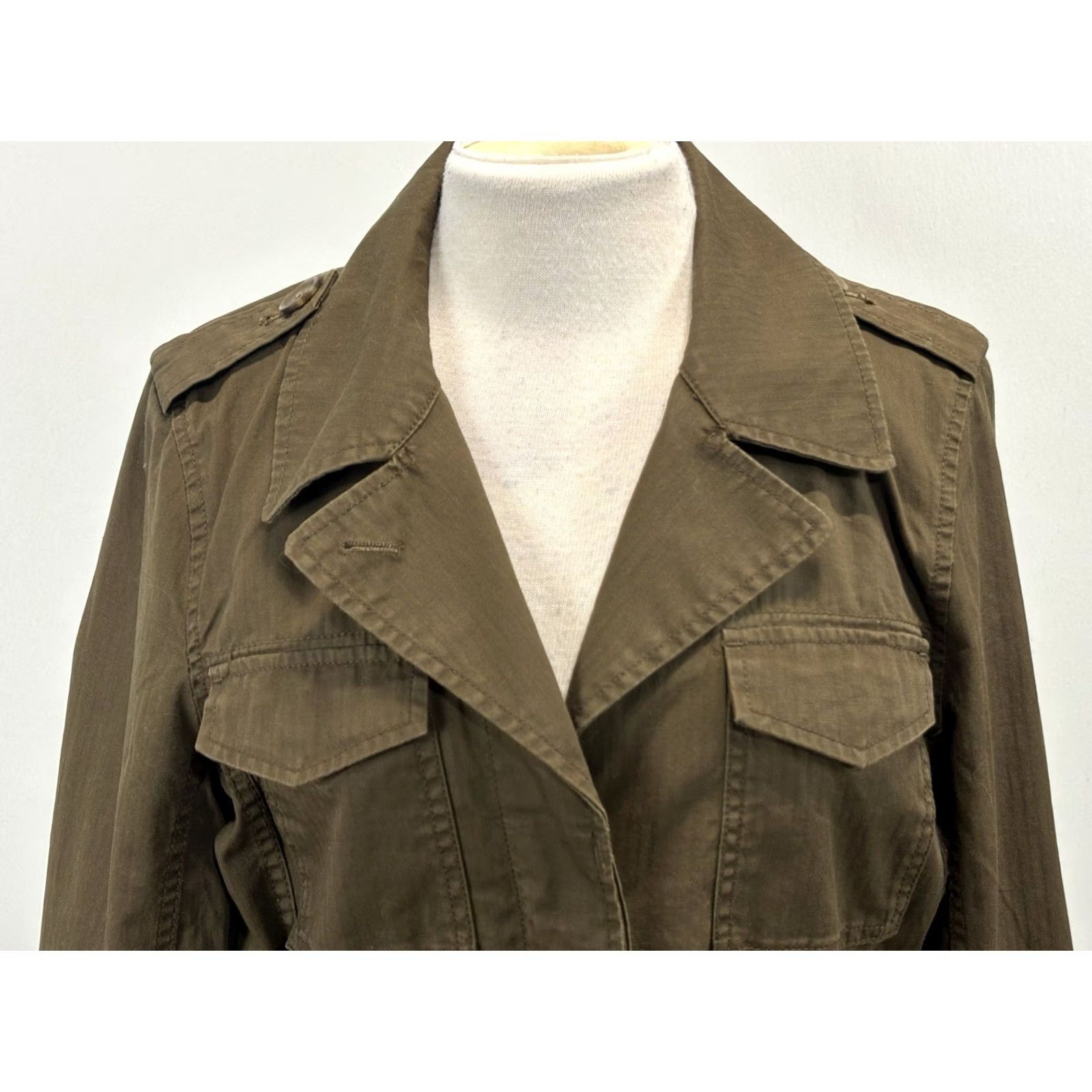 J.Crew J.CREW Utility Field Jacket Womens M Brown Drawstring Military Safari Pockets Shirt Jacket Size M / US 6-8 / IT 42-44 - 5 Thumbnail