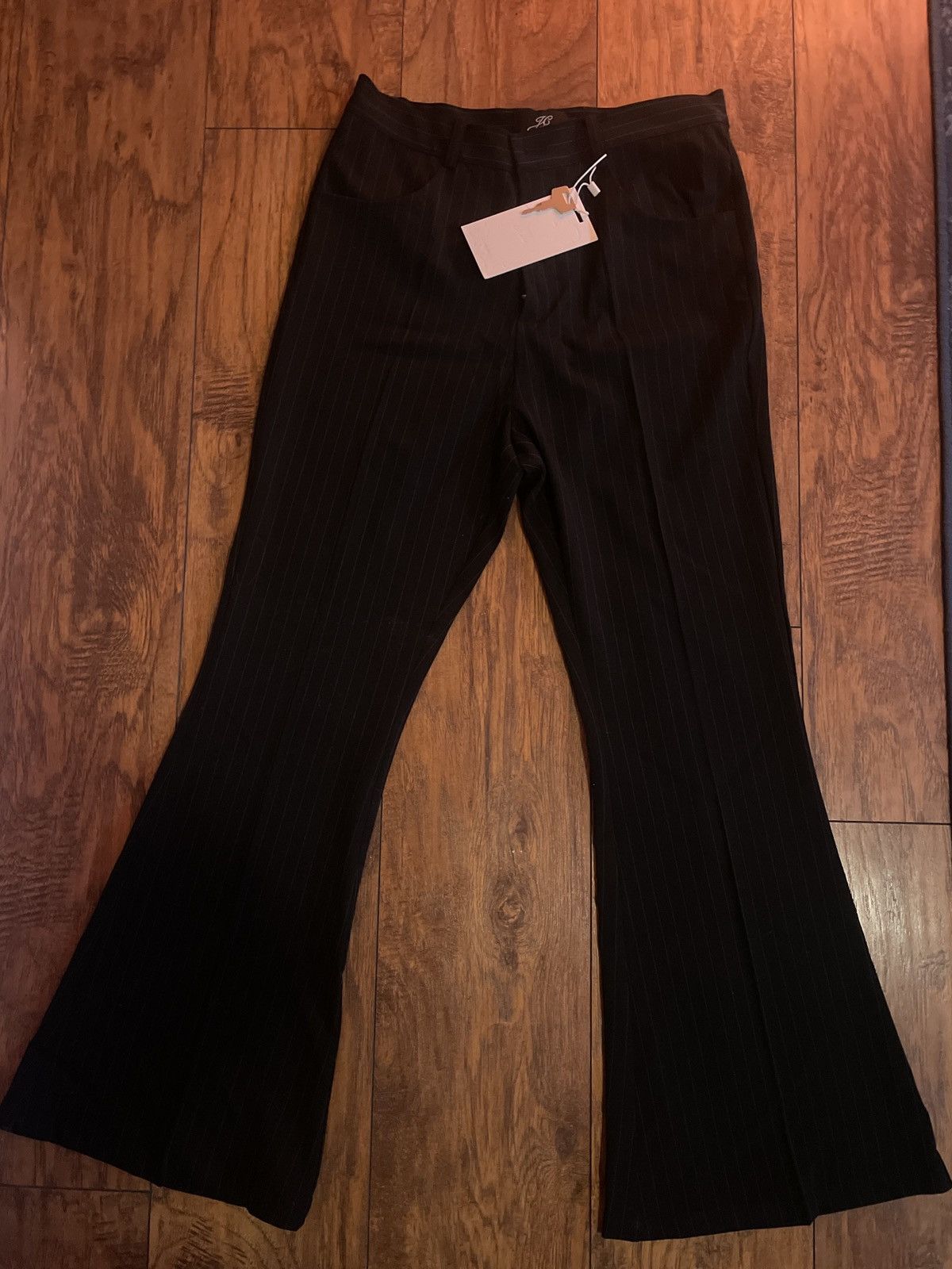 Japanese Brand Pinstripe Flared Pants Size US 30 / EU 46 - 1 Thumbnail