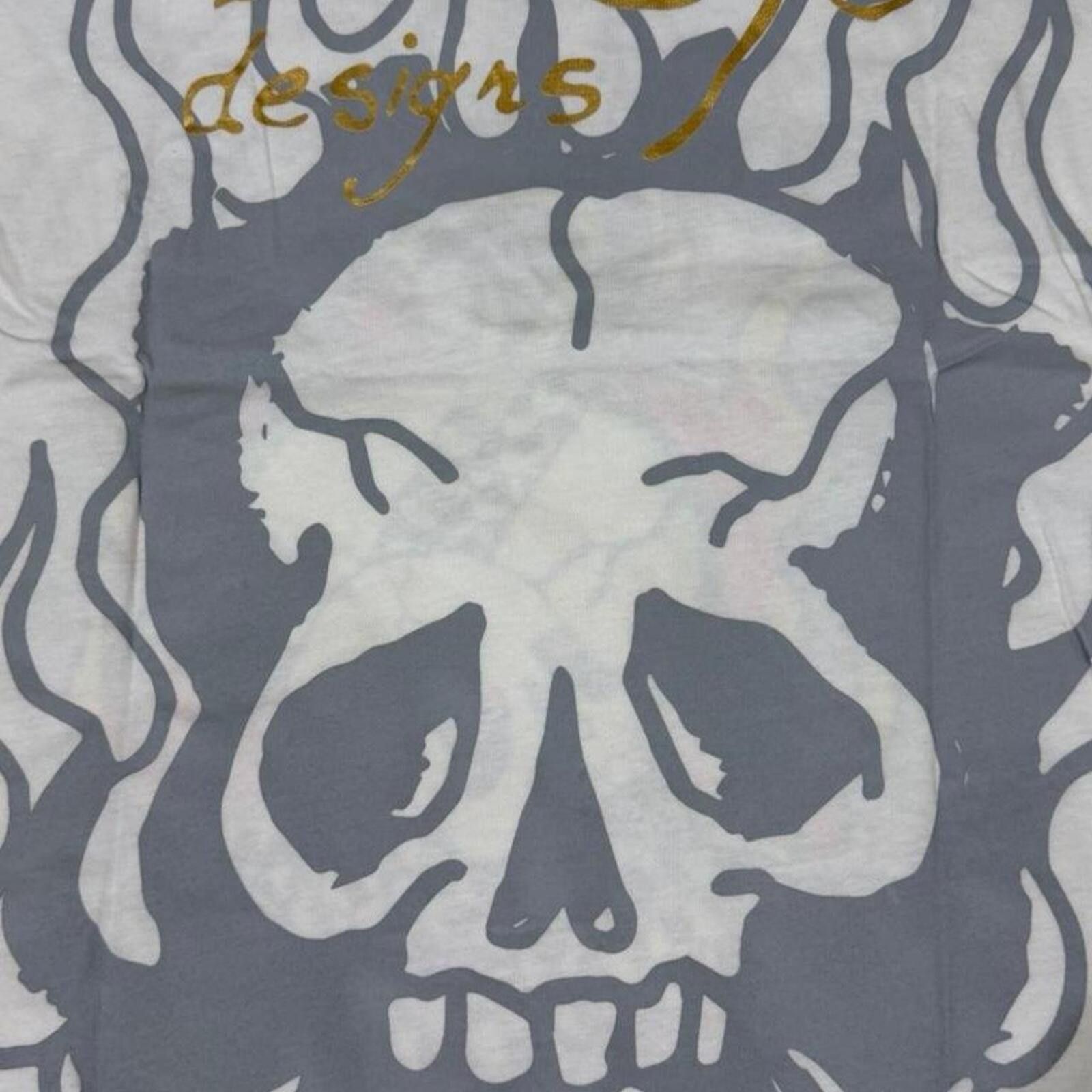 Ed Hardy Ed Hardy white cotton t-shirt with skull and snake design. Size US XL / EU 56 / 4 - 4 Thumbnail