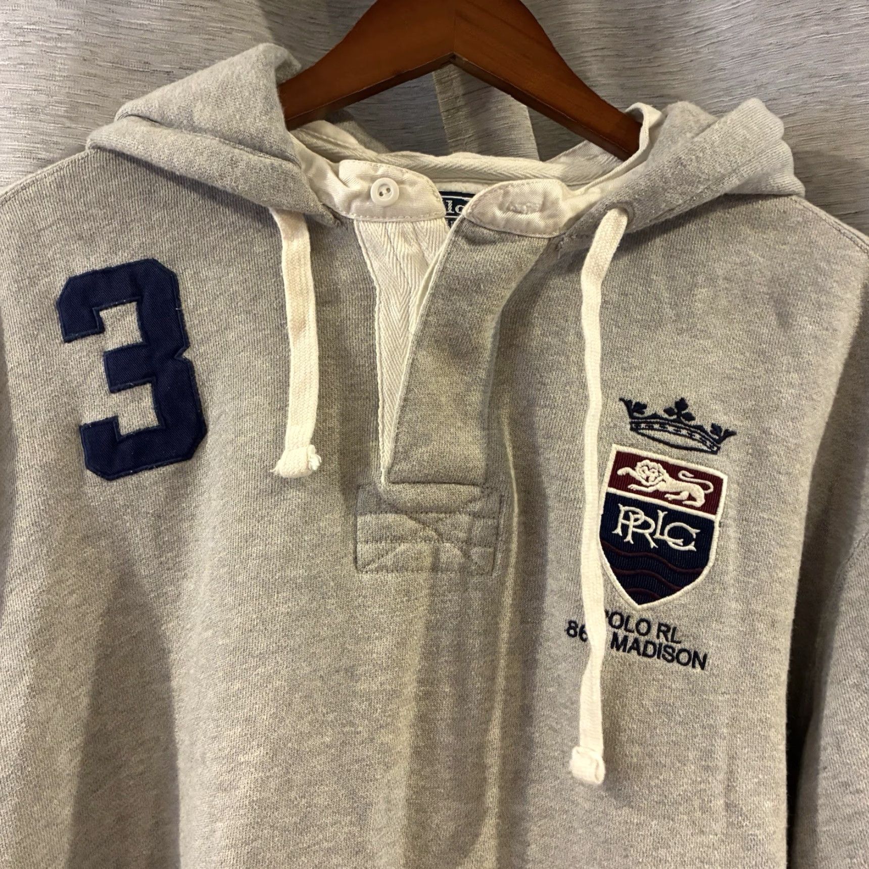 Polo Ralph Lauren VINTAGE Polo Ralph Lauren Hoodie rugby Madison XL Gray Sweatshirt Pullover Shirt Men Size US XL / EU 56 / 4 - 3 Thumbnail