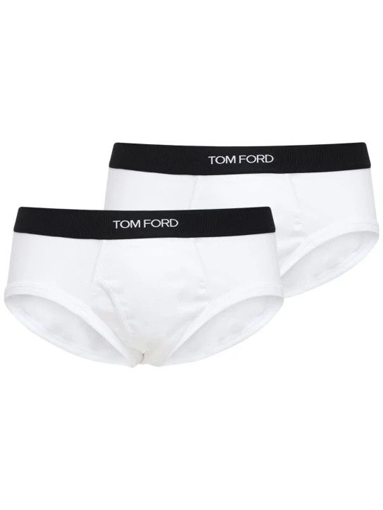 Tom Ford o1lsvrm0525 Size: M/Logo Stretch Cotton Briefs in White Size ONE SIZE - 1 Thumbnail