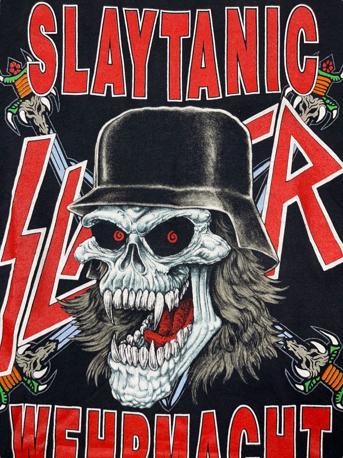 Slayer Vintage 1989 Slayer Slaytanic Wehrmacht Sacrifice Tour Shirt Size US XL / EU 56 / 4 - 9 Thumbnail