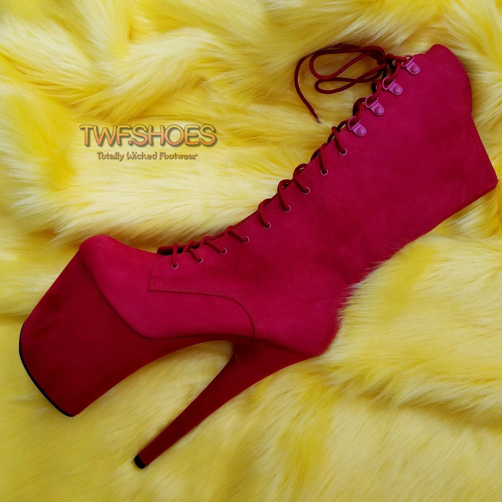 Other Flamingo 1050FS Red Vegan Suede 8" Heel Platform Mid Calf Bo Size US 10 / IT 40 - 9 Thumbnail