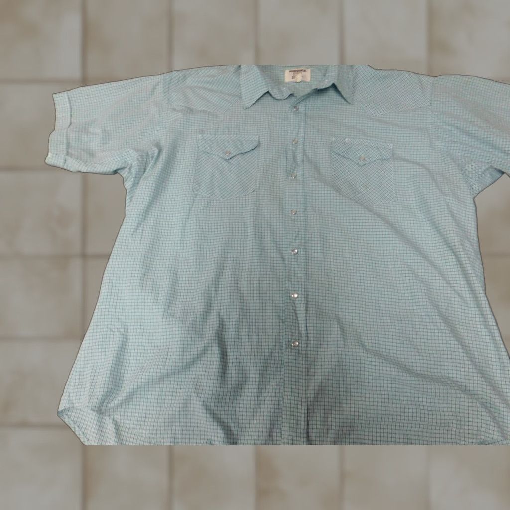 Vintage Ruddock Shirt Mens 39 Blue Plaid Western Snap Vintage Button-Up Short Sleeve Silk Knit Collared Logo Graphic Print Size US L / EU 52-54 / 3 - 1 Thumbnail
