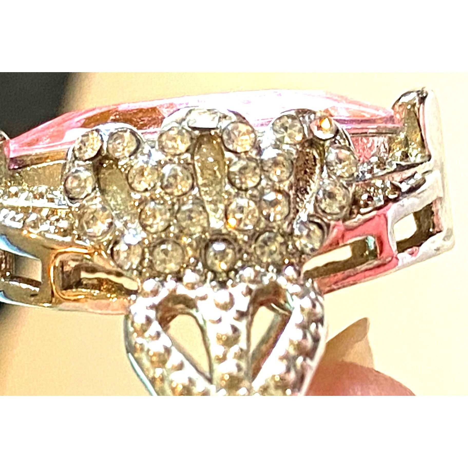 Other Silver-Tone Simulated Marquise Pink Sapphire Ring W/Crystal Size ONE SIZE - 4 Thumbnail