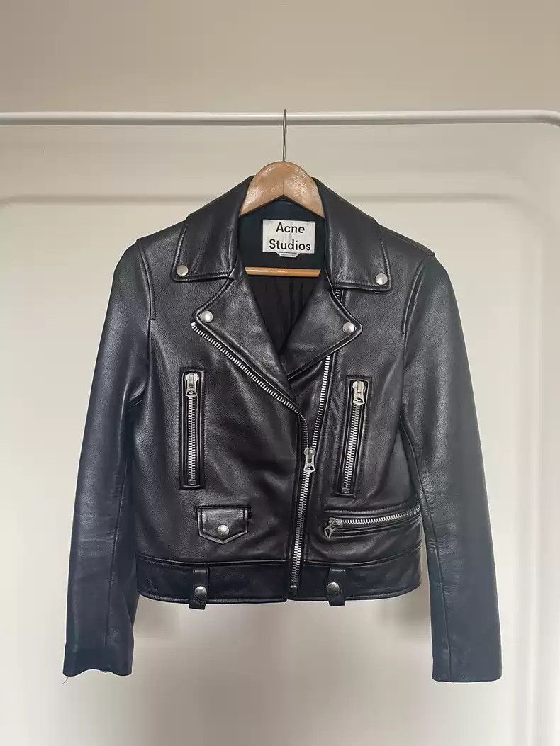 Acne mock leather jacket shops