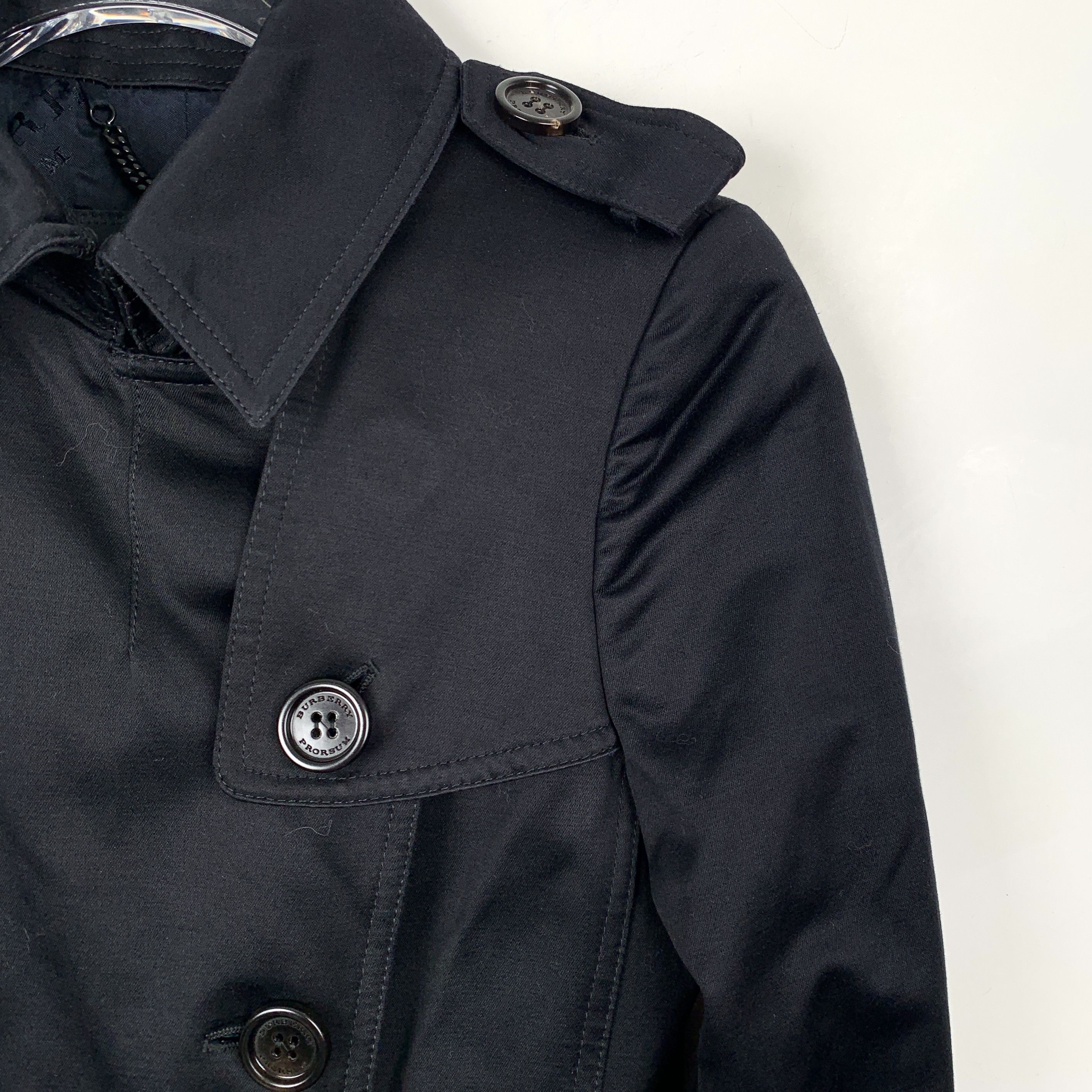 Burberry Burberry Trench Coat – Black Double-Breasted Belted (XS) Size XS / US 0-2 / IT 36-38 - 6 Thumbnail