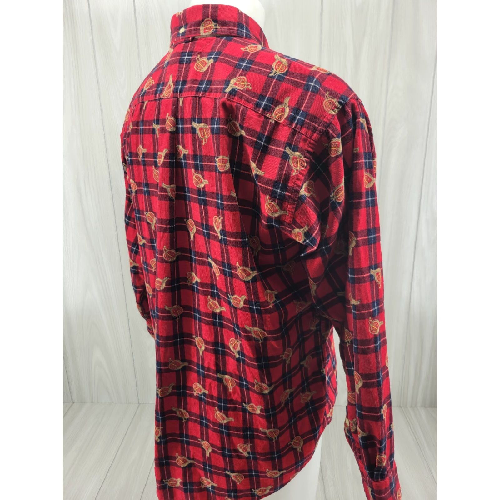 Tommy Hilfiger VINTAGE Tommy Hilfiger All Over Print Saddle Horse Long Sleeve Button-Up Mens Large Red Shirt Size US L / EU 52-54 / 3 - 7 Thumbnail
