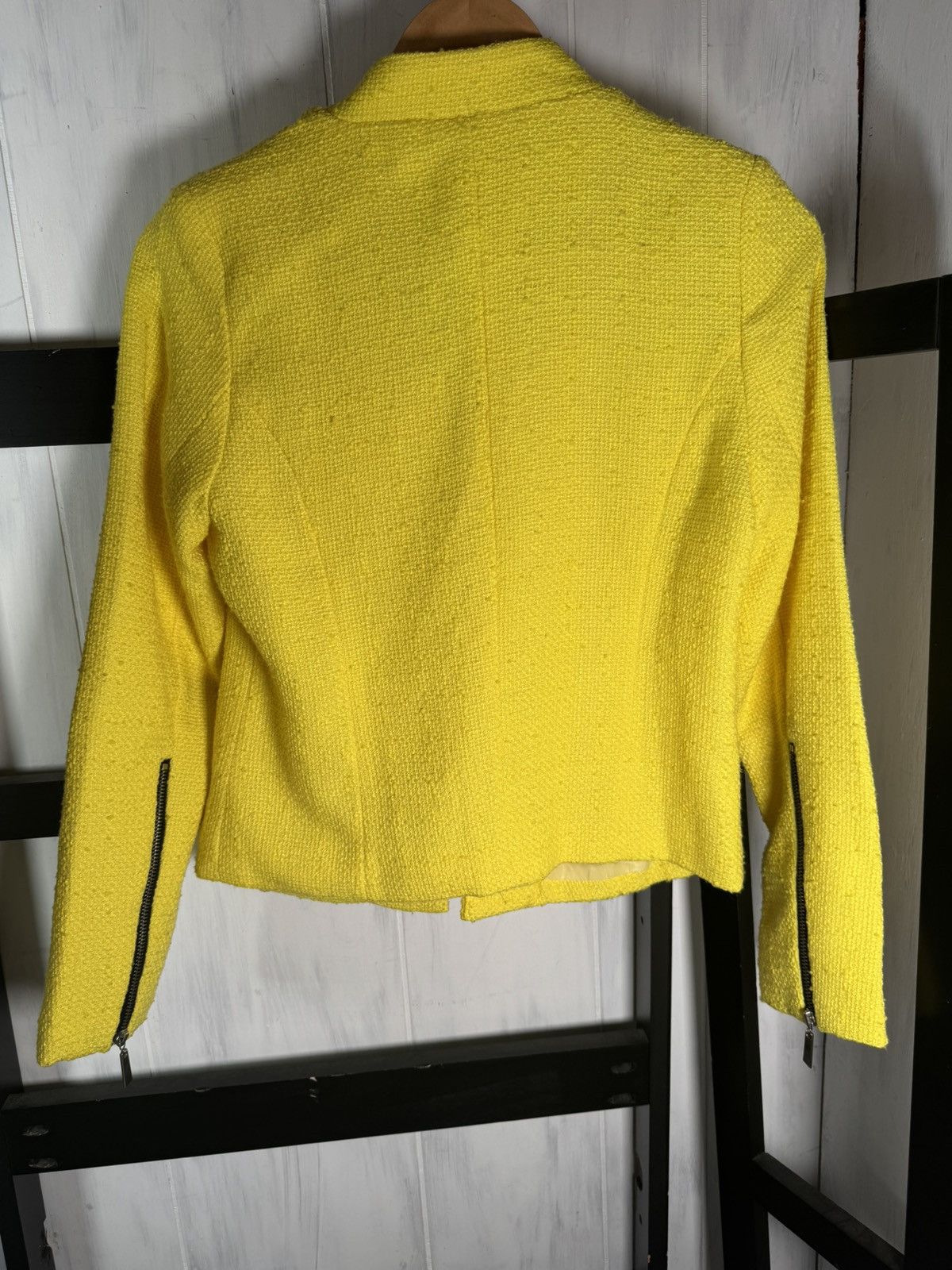 Vintage Slim fit cropped Yellow Moto Blazer/Jacket Size M / US 6-8 / IT 42-44 - 2 Thumbnail