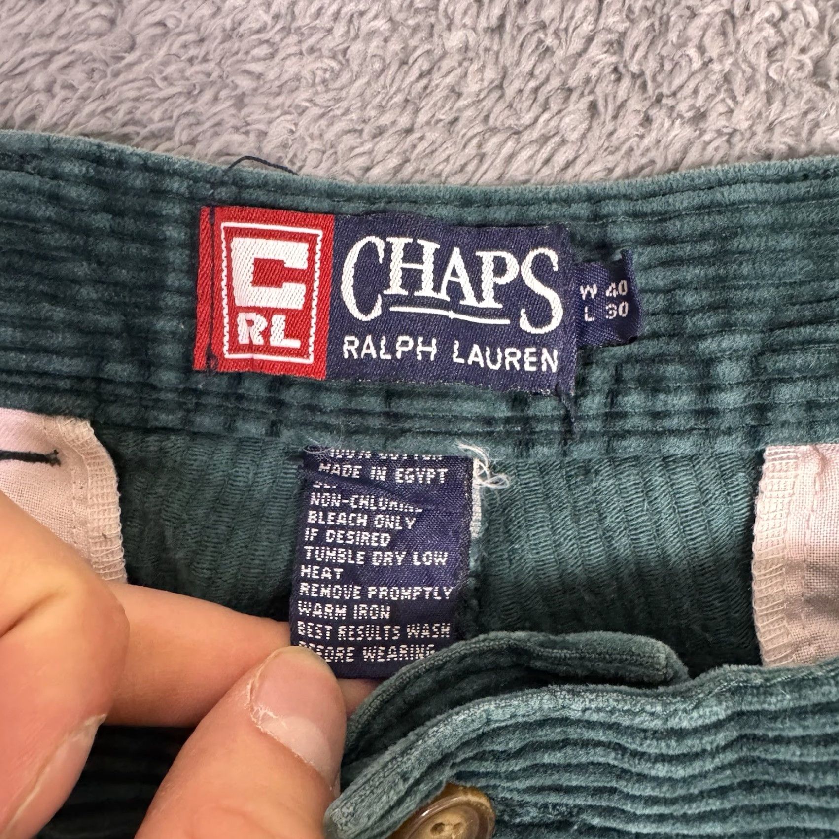 Ralph Lauren VINTAGE Chaps Ralph Lauren Pants Mens 38x30 Corduroy Teal Wale Cuffed Dress Pants 90s Y2K Mens Clothing Size US 38 / EU 54 - 6 Thumbnail