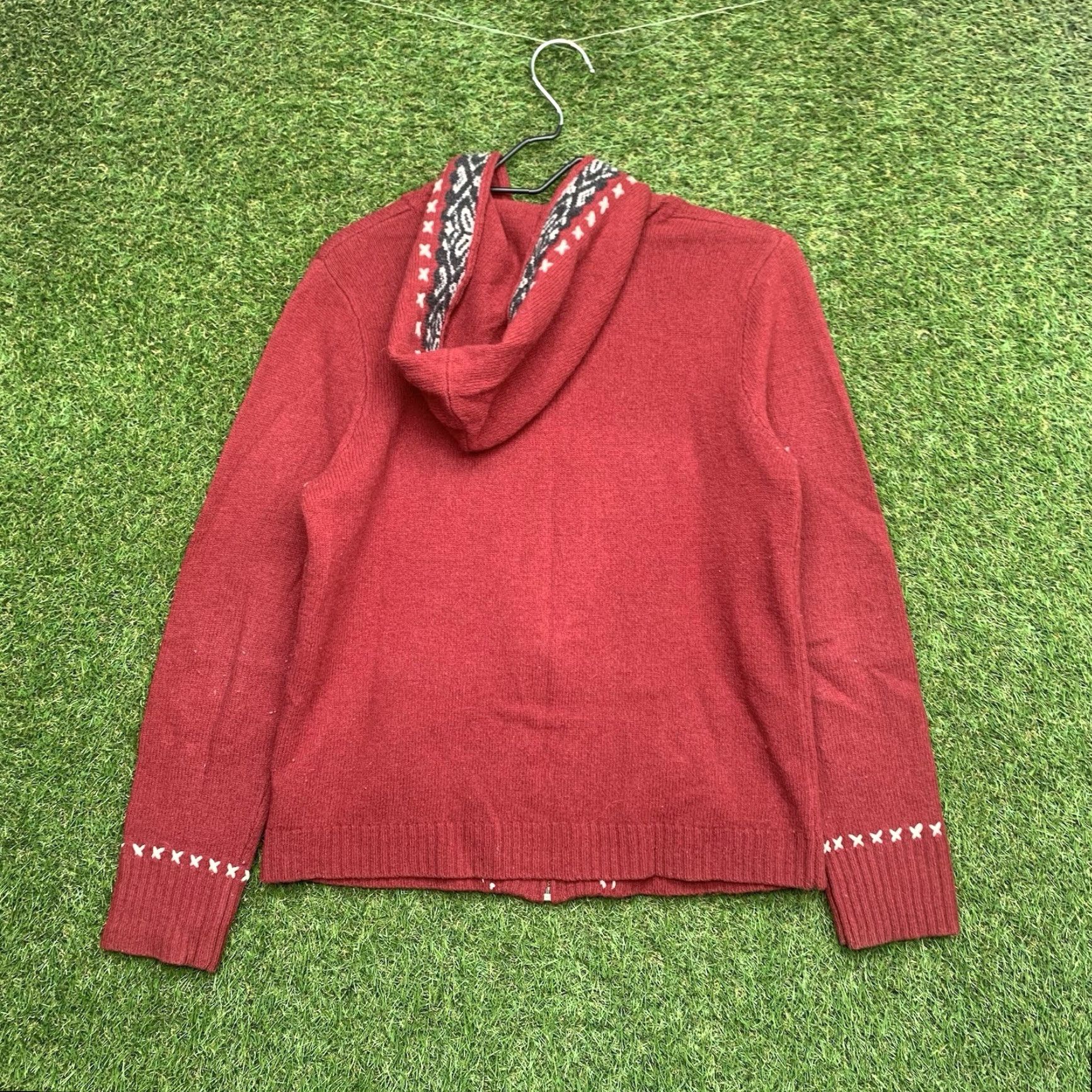 Eddie Bauer VINTAGE EDDIE BAUER Cardigan Sweater Womens M Zip Up Dark Red Fair Isle Size M / US 6-8 / IT 42-44 - 6 Thumbnail