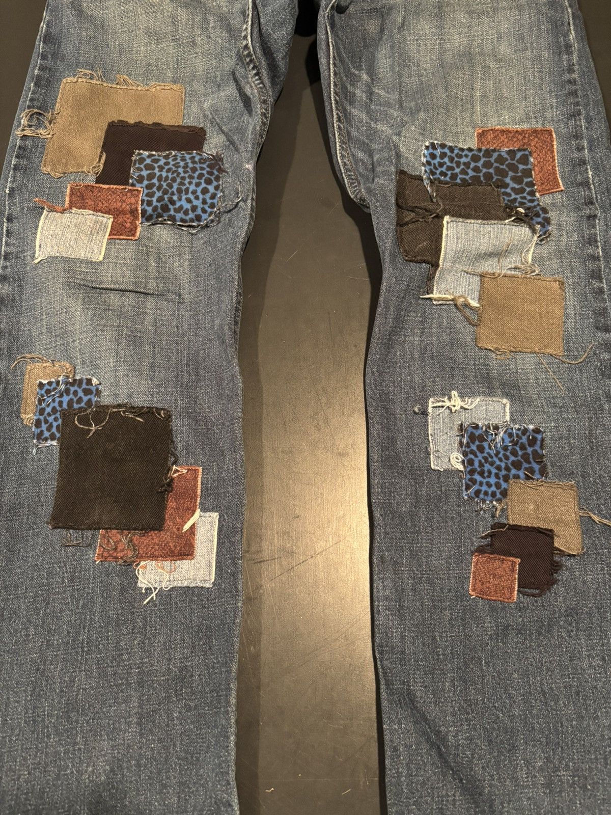 Other Vintage Levis Custom Square Patchwork Baggy Blue Jeans Size US 34 / EU 50 - 2 Thumbnail
