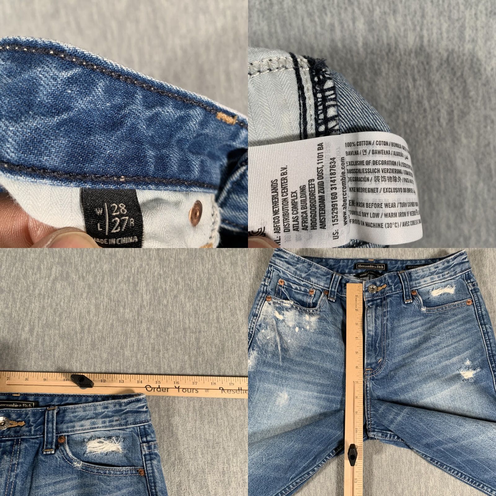 Abercrombie & Fitch Abercrombie & Fitch Jeans Womens 28x27 Blue High Rise Girlfriend Distressed Jeans Size 28" / US 6 / IT 42 - 9 Thumbnail