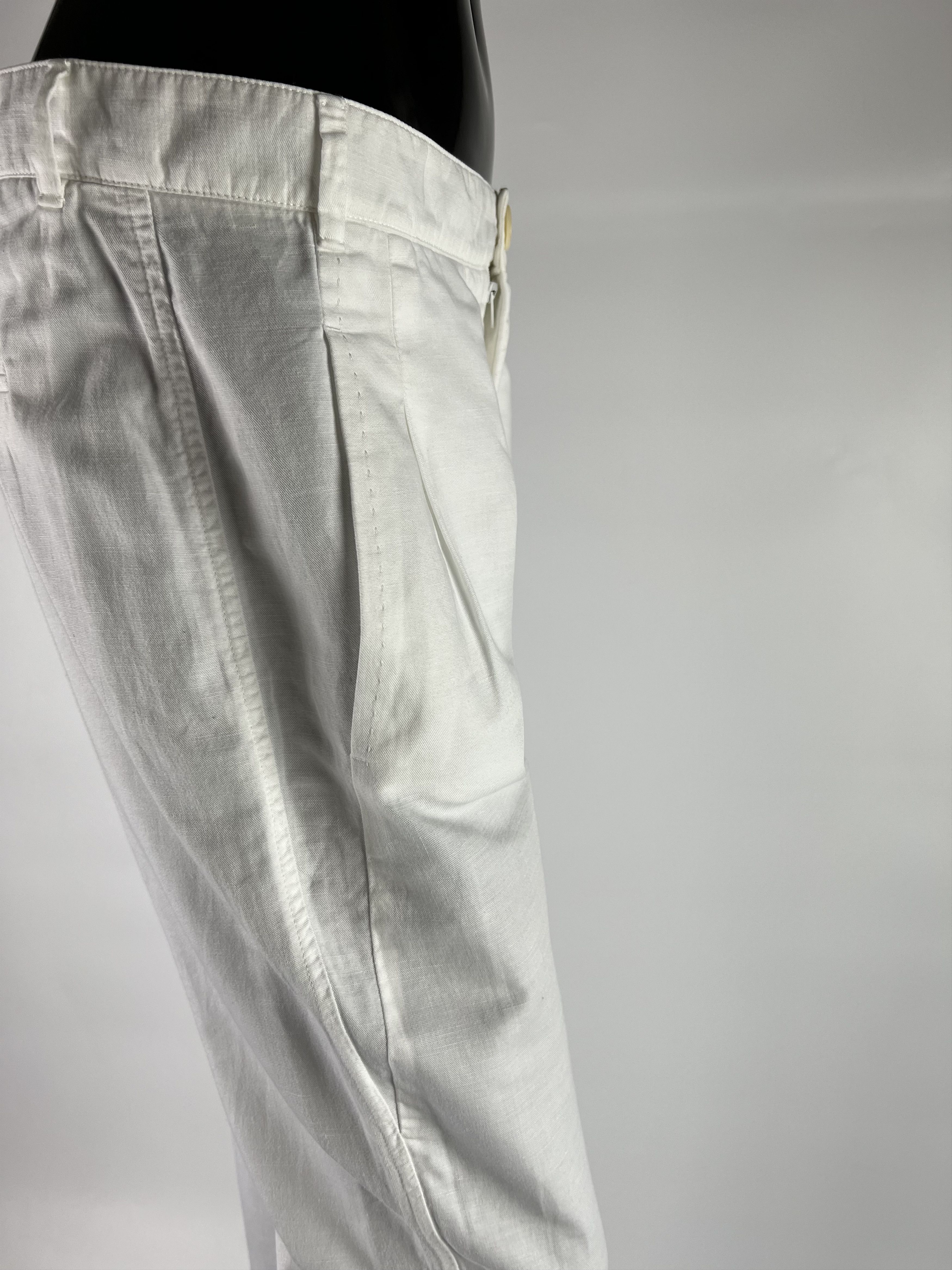 Iris von Arnim Iris Von Arnim White Cotton/Linen Chino Pants Size 36/S Size 26" / US 2 / IT 38 - 7 Thumbnail