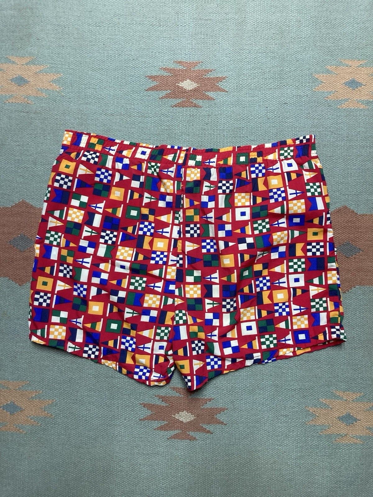 Vintage Swim shorts trunks all ove flags sea island Hawaiian beach M Size US 36 / EU 52 - 6 Thumbnail